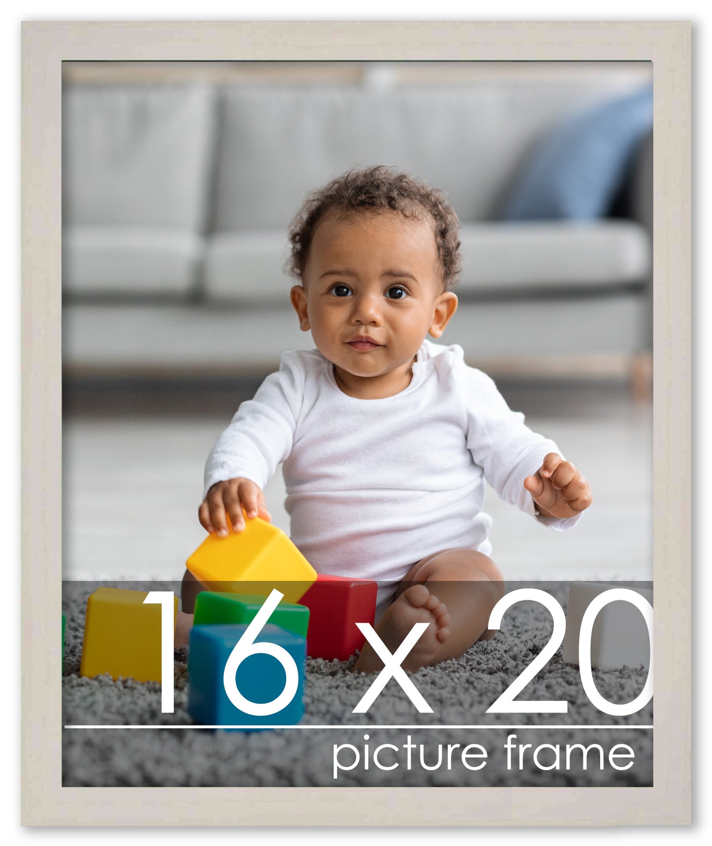 Traditional White Washed Wood Picture Frame