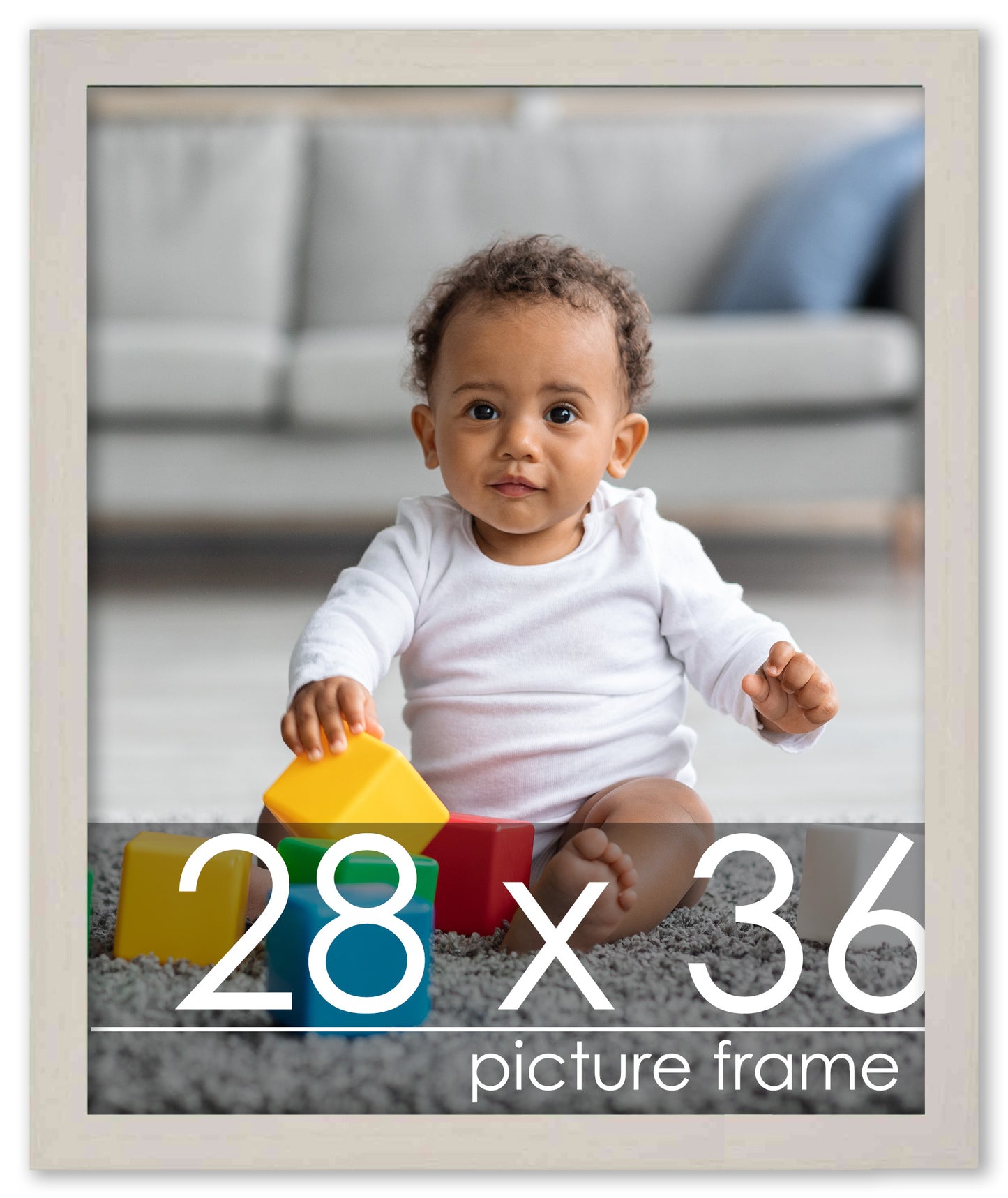 Traditional White Washed Wood Picture Frame
