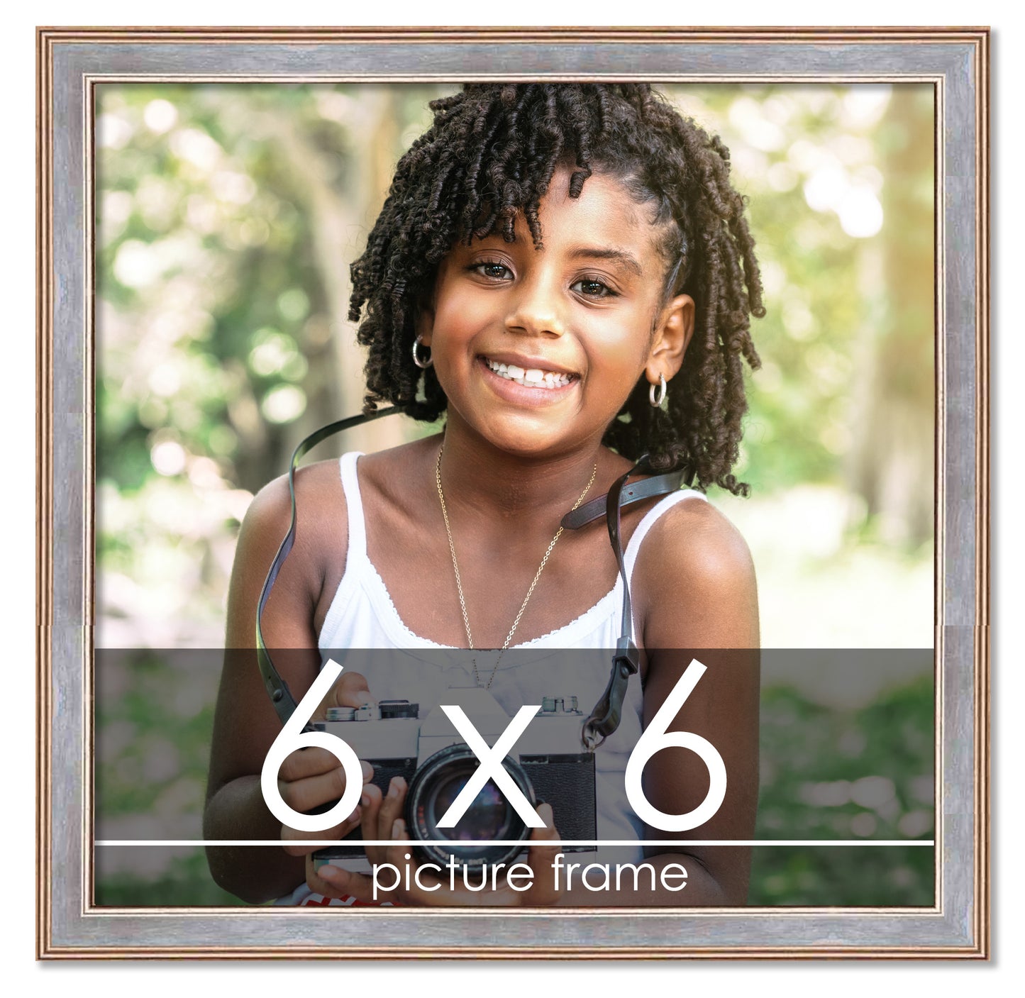Contemporary Antique Silver Wood Picture Frame