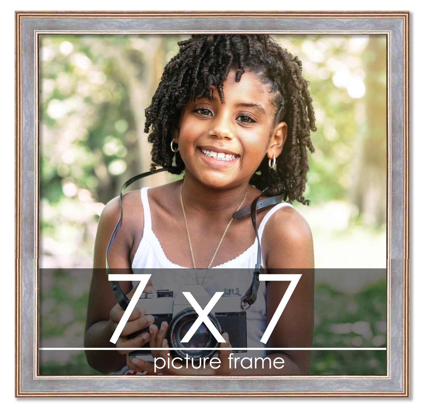 Contemporary Antique Silver Wood Picture Frame