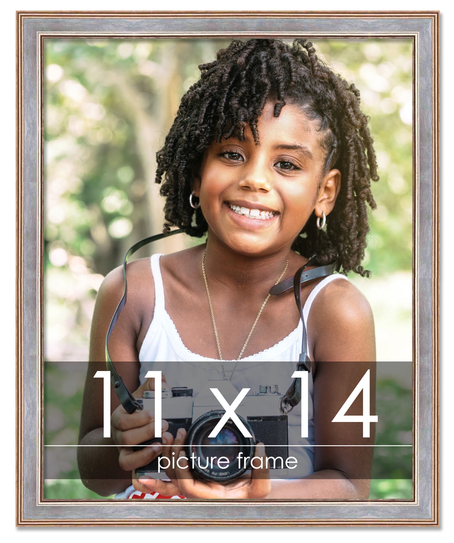 Contemporary Antique Silver Wood Picture Frame