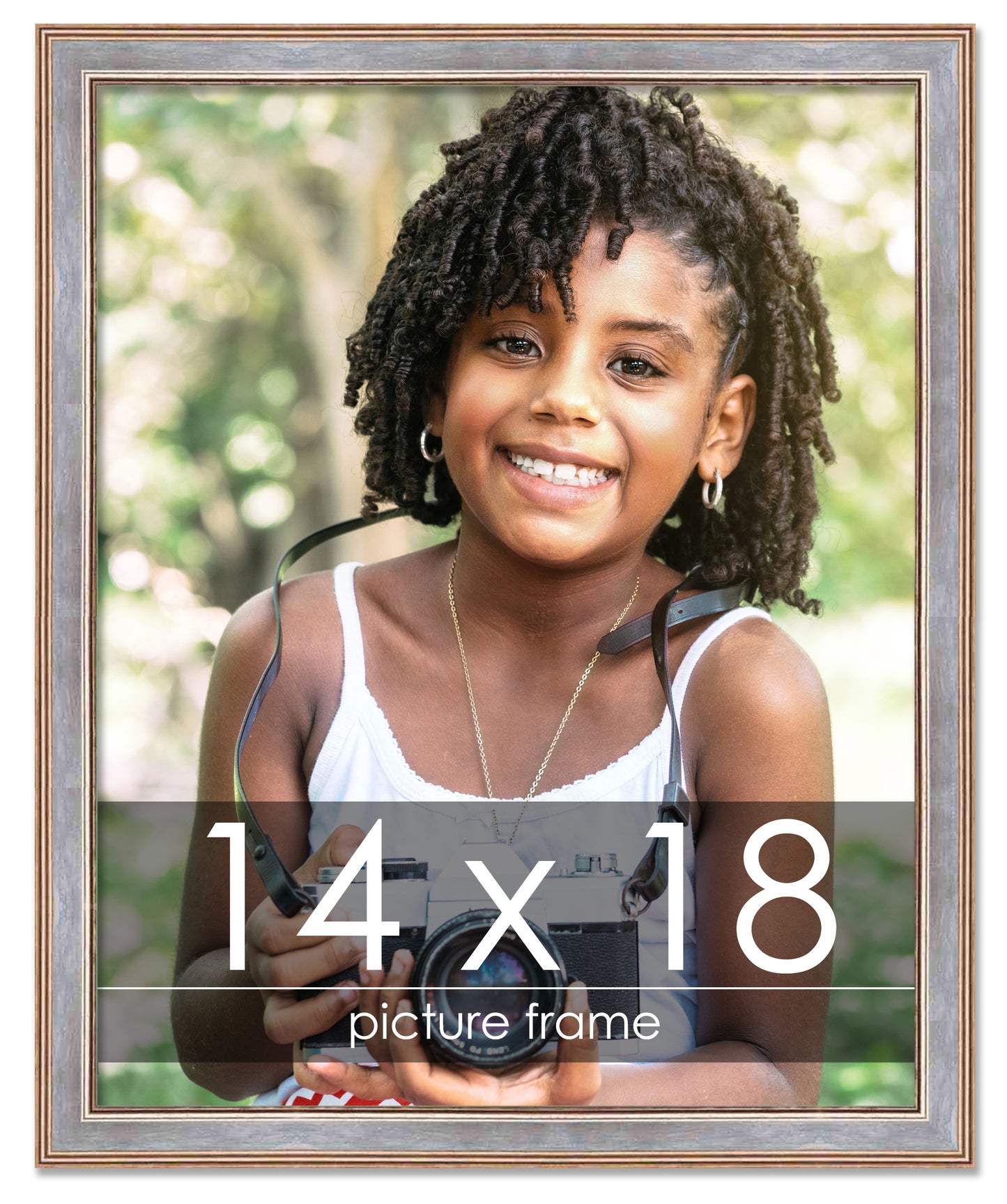 Contemporary Antique Silver Wood Picture Frame