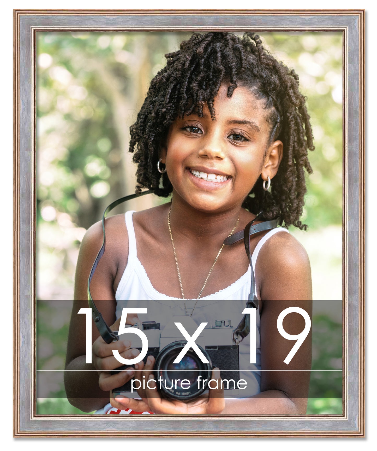 Contemporary Antique Silver Wood Picture Frame