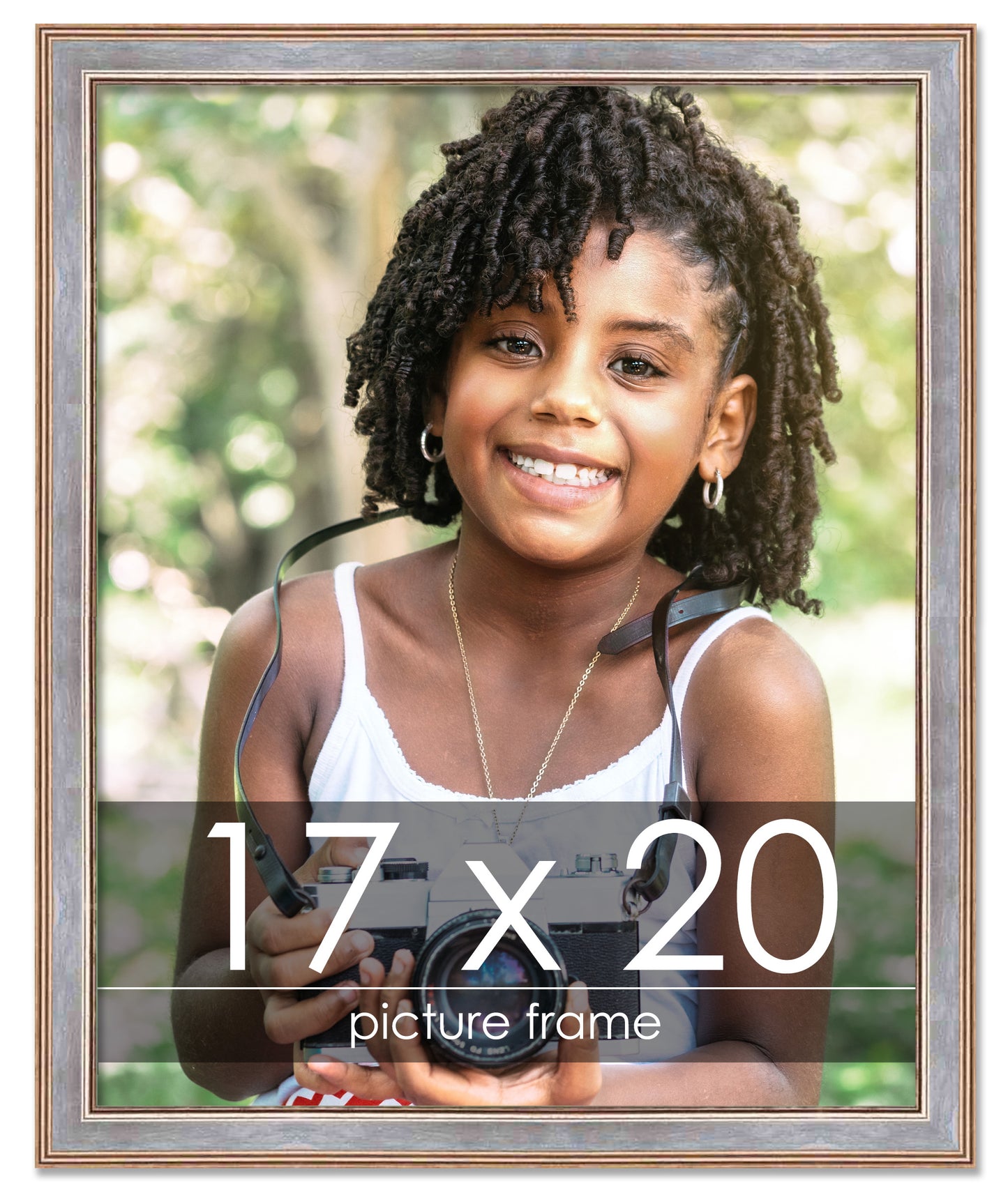 Contemporary Antique Silver Wood Picture Frame