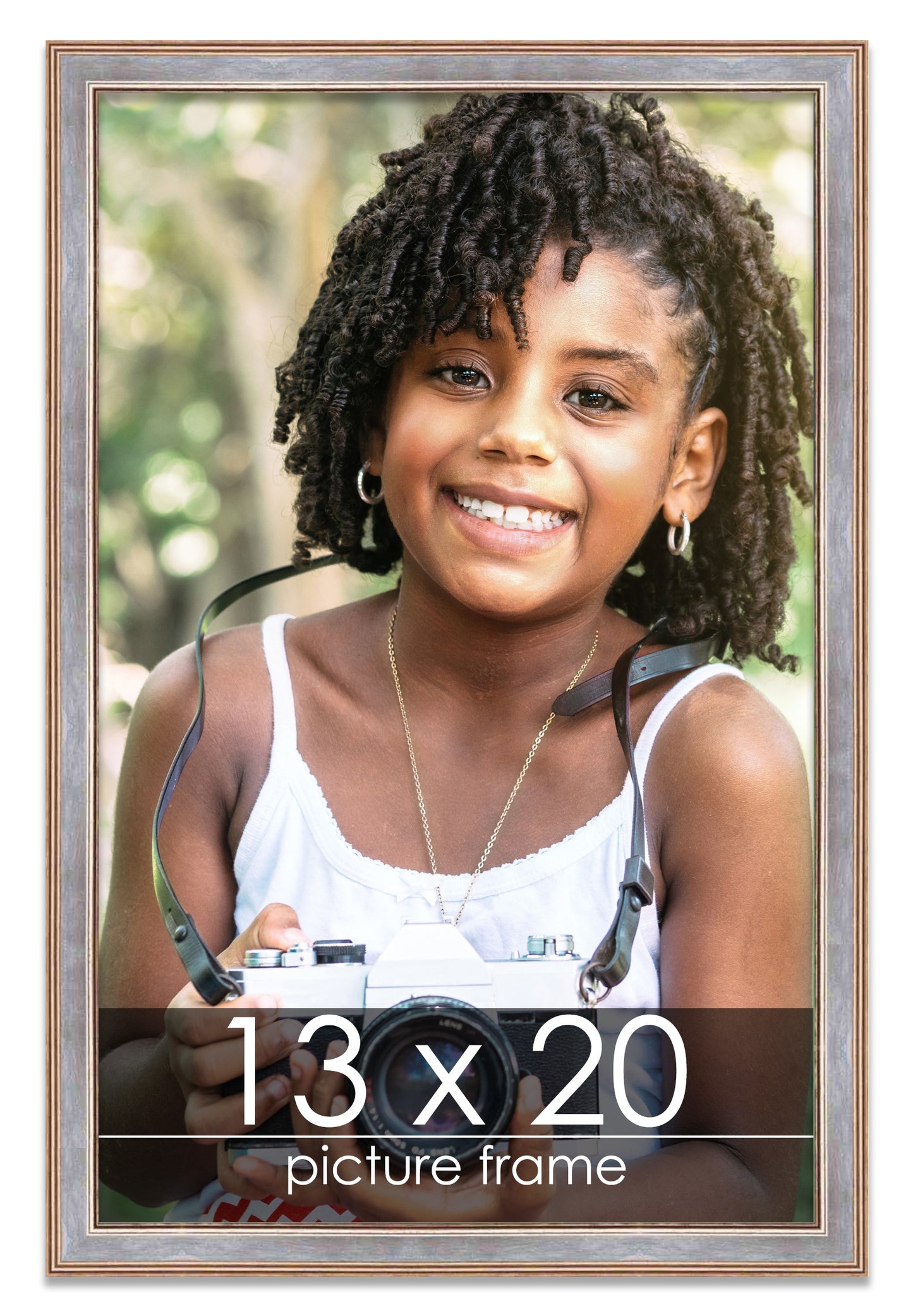 Contemporary Antique Silver Wood Picture Frame