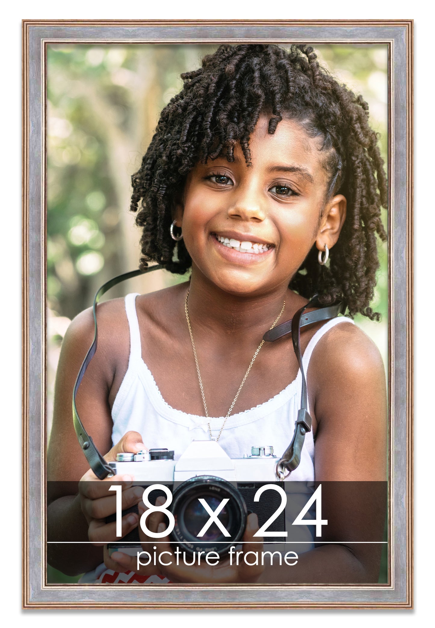 Contemporary Antique Silver Wood Picture Frame