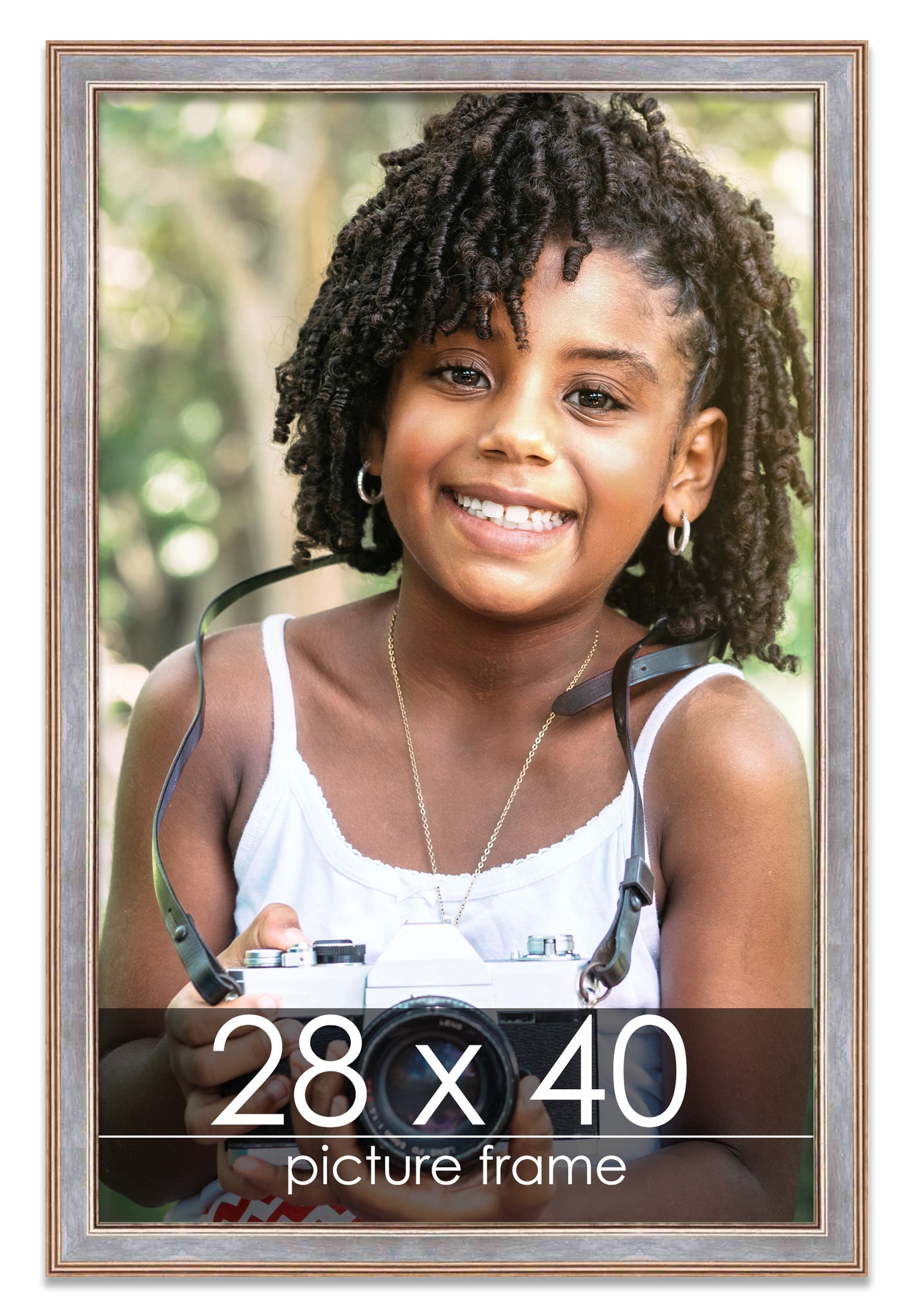 Contemporary Antique Silver Wood Picture Frame
