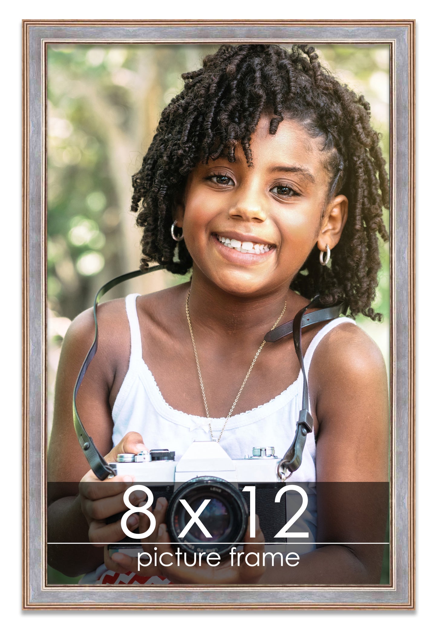 Contemporary Antique Silver Wood Picture Frame