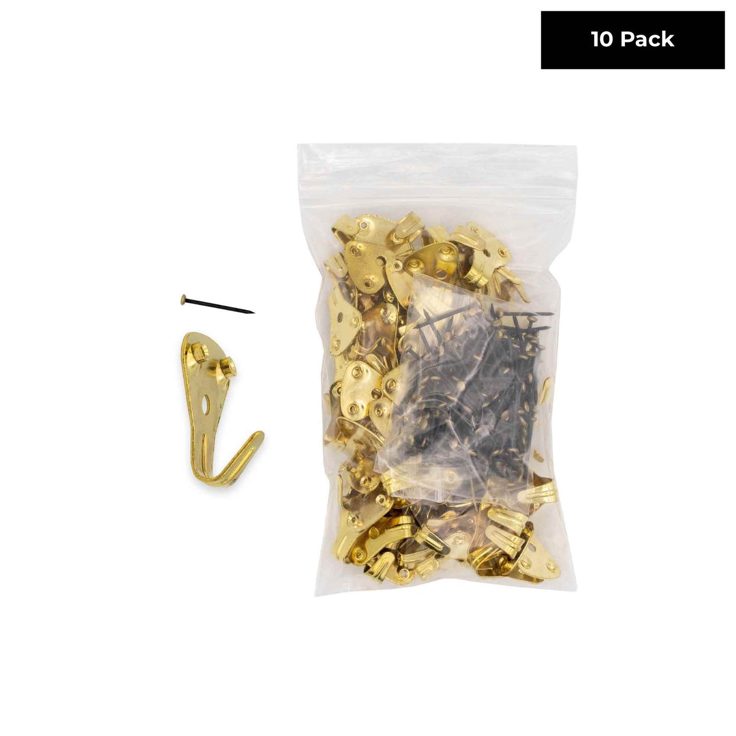 Professional 50 LB Brass Plated Picture Hangers with Hardened Steel Pins