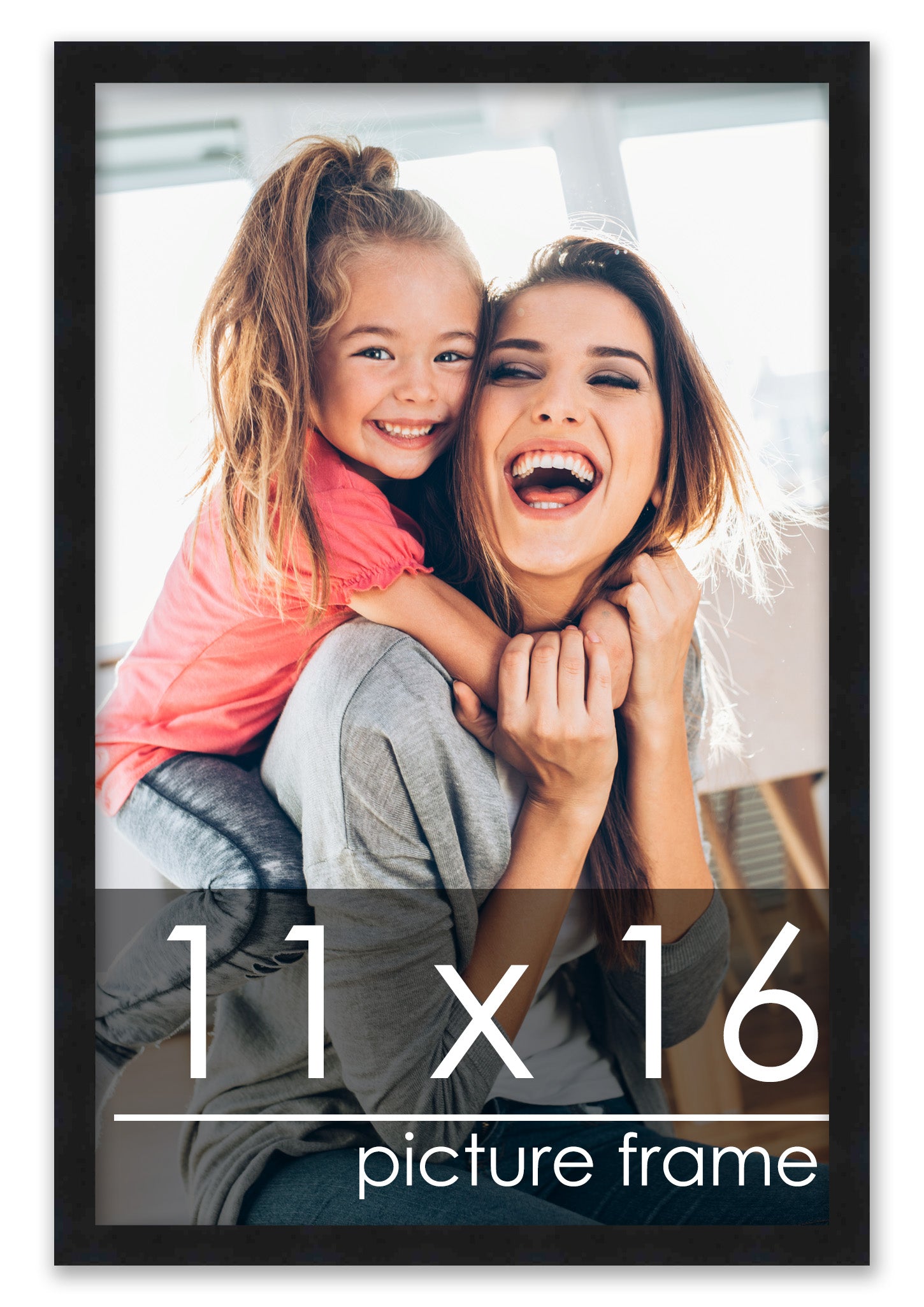 11x16 Picture Frame Black Solid Pine Wood 0.75 Inch Wide