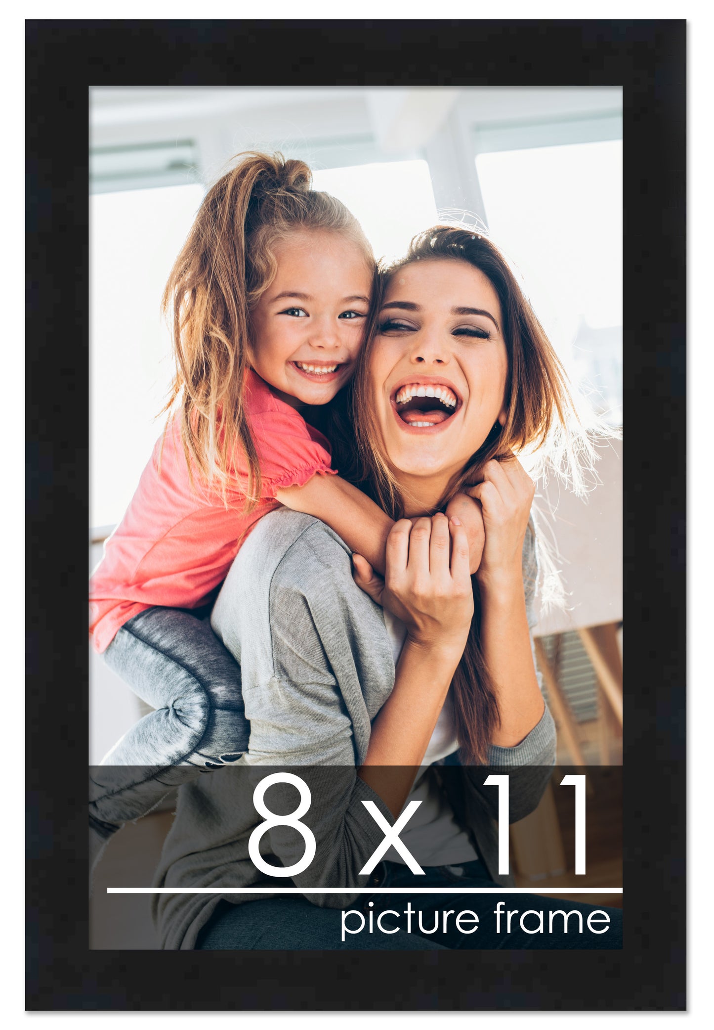 8x11 Picture Frame Black Solid Pine Wood 0.75 Inch Wide