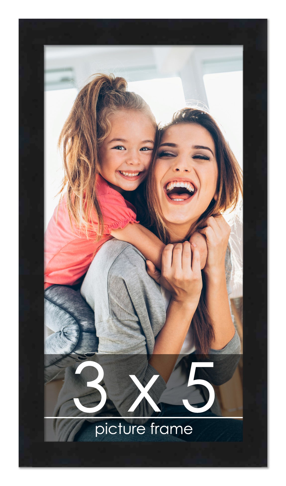 3x5 Picture Frame Black Solid Pine Wood 0.75 Inch Wide