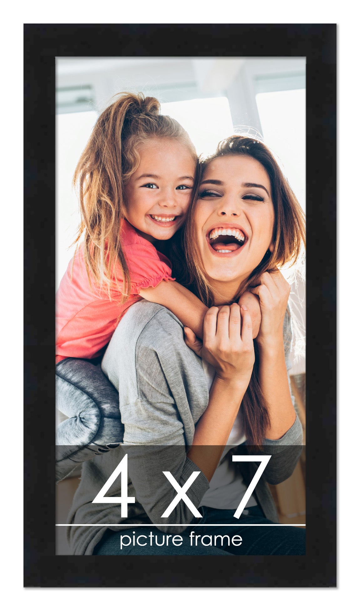 4x7 Picture Frame Black Solid Pine Wood 0.75 Inch Wide