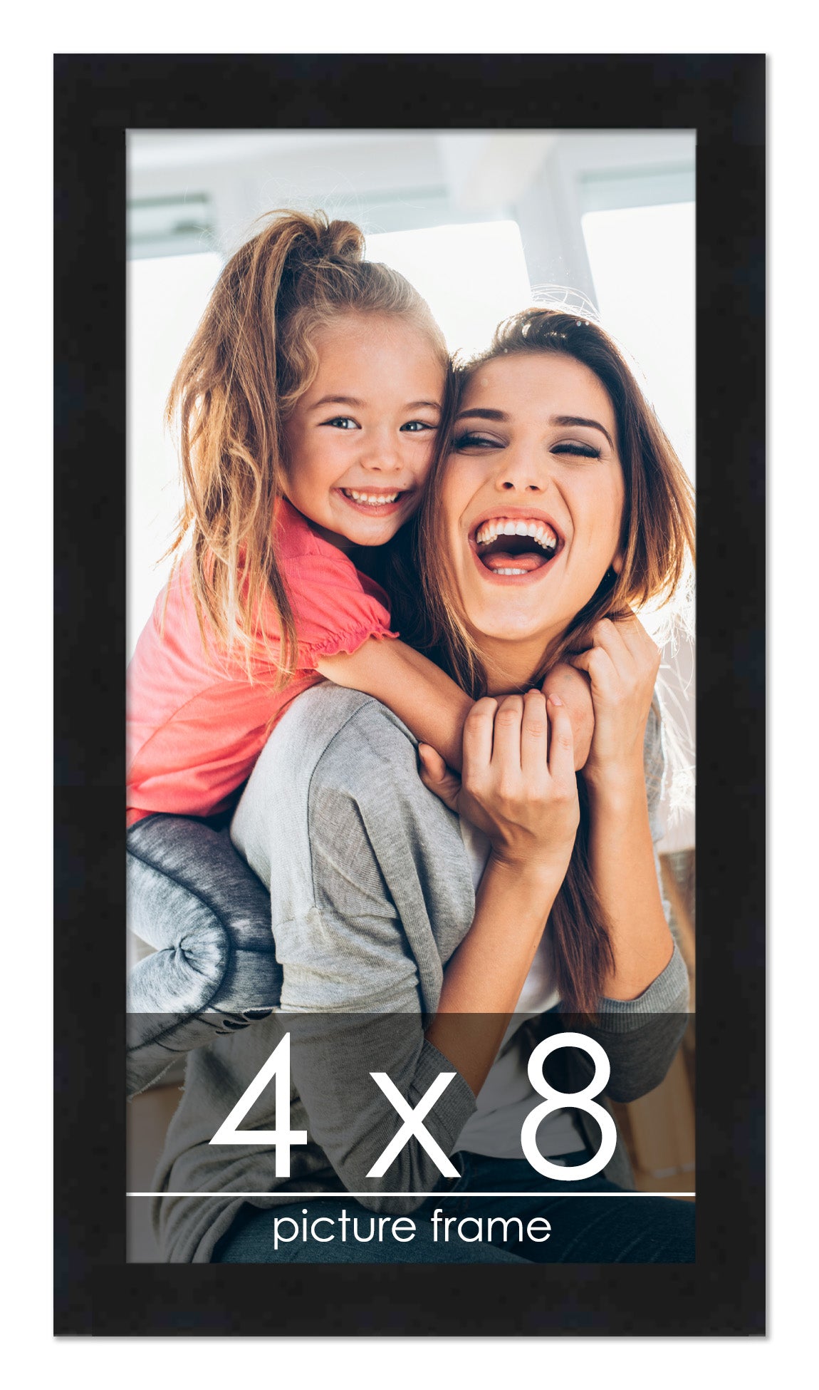 4x8 Picture Frame Black Solid Pine Wood 0.75 Inch Wide