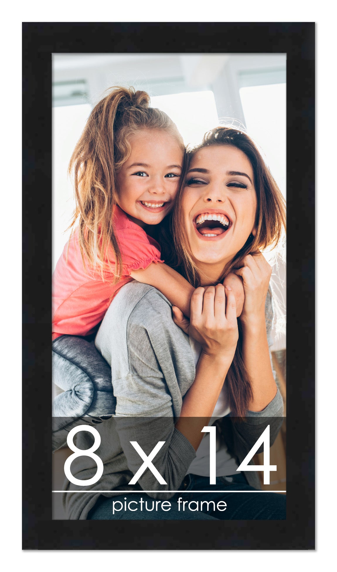 8x14 Picture Frame Black Solid Pine Wood 0.75 Inch Wide