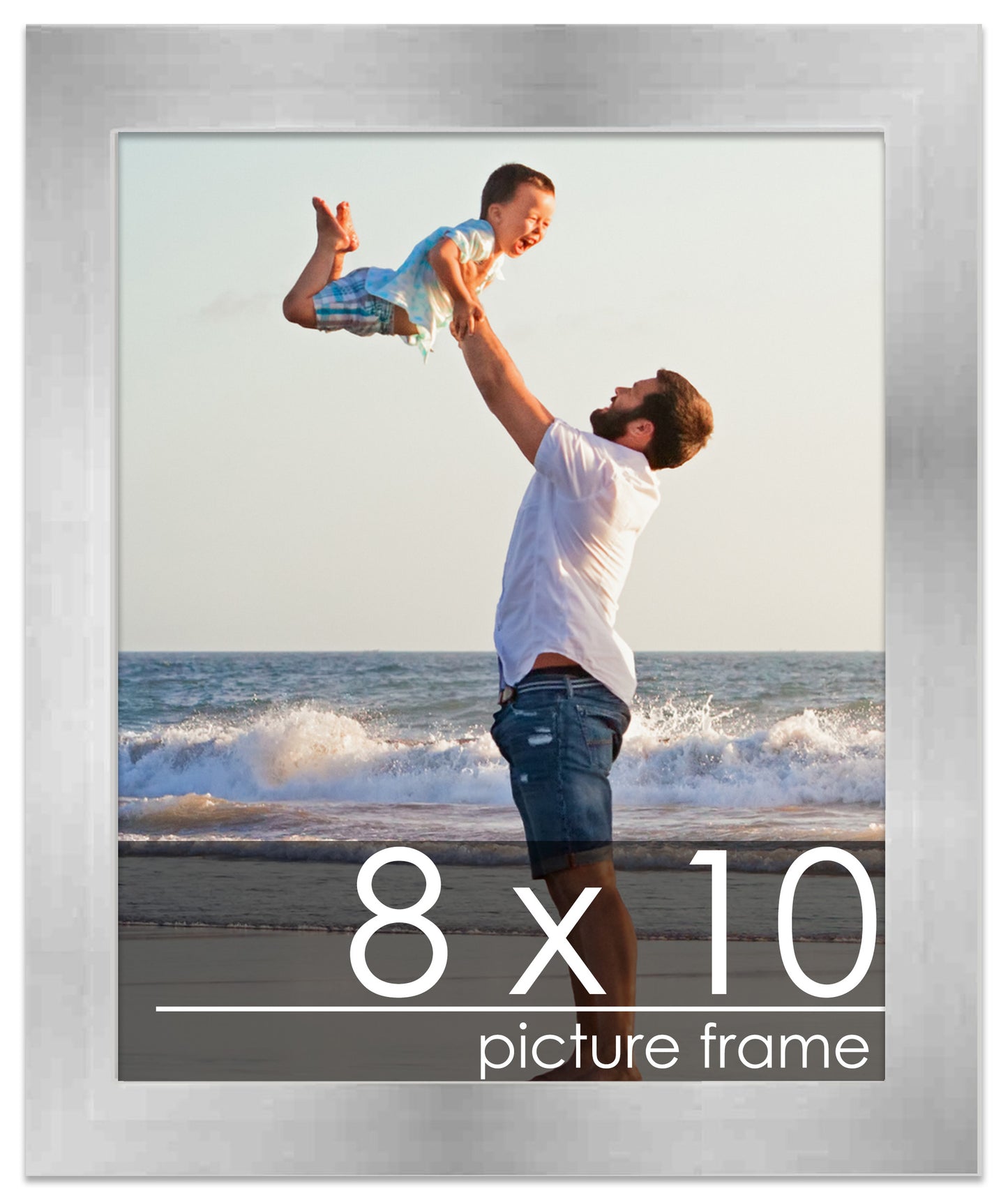 Contemporary Silver Pewter Wood Picture Frame