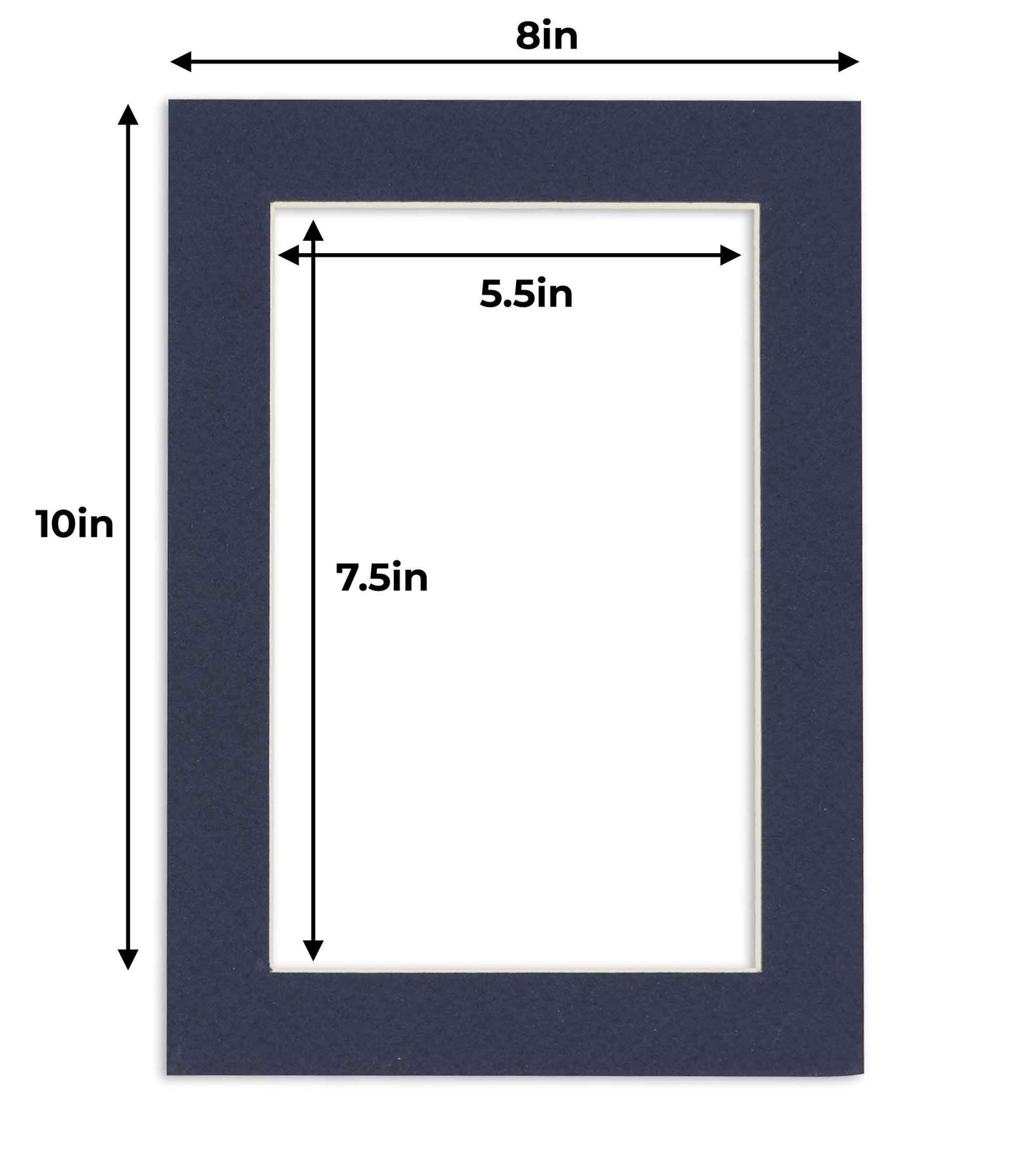 Pack of 25 Navy Blue Precut Acid-Free Matboard Set with Clear Bags & Backings