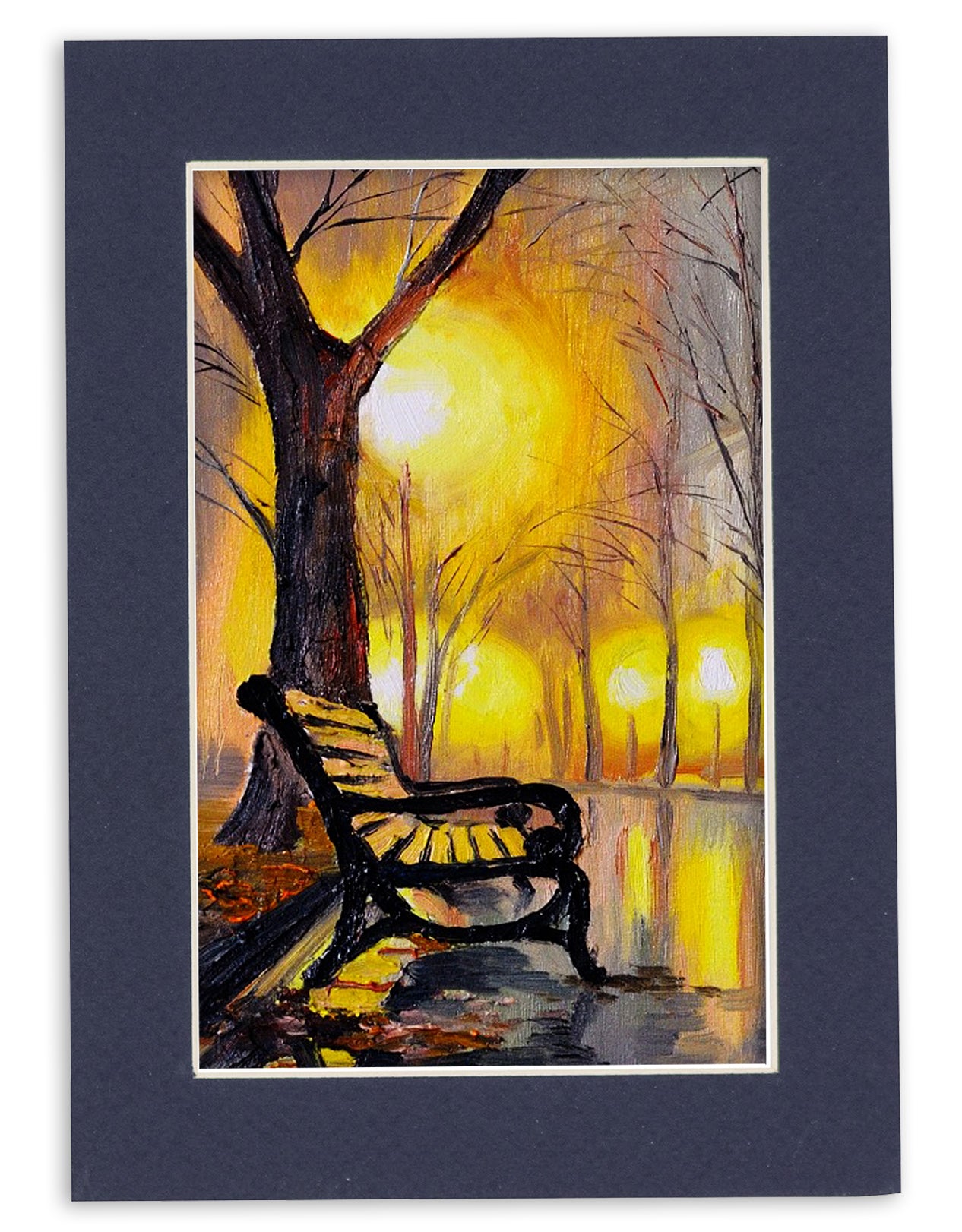 Navy Blue Precut Acid-Free Matboard Set with Clear Bag & Backing