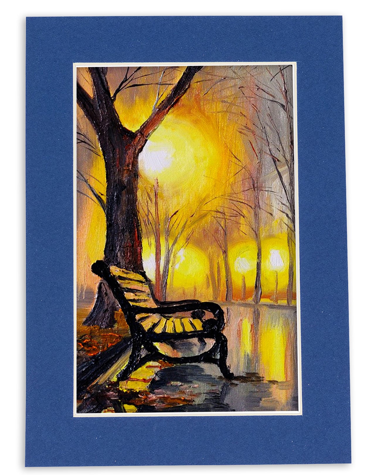 Bottle Blue Precut Acid-Free Matboard Set with Clear Bag & Backing