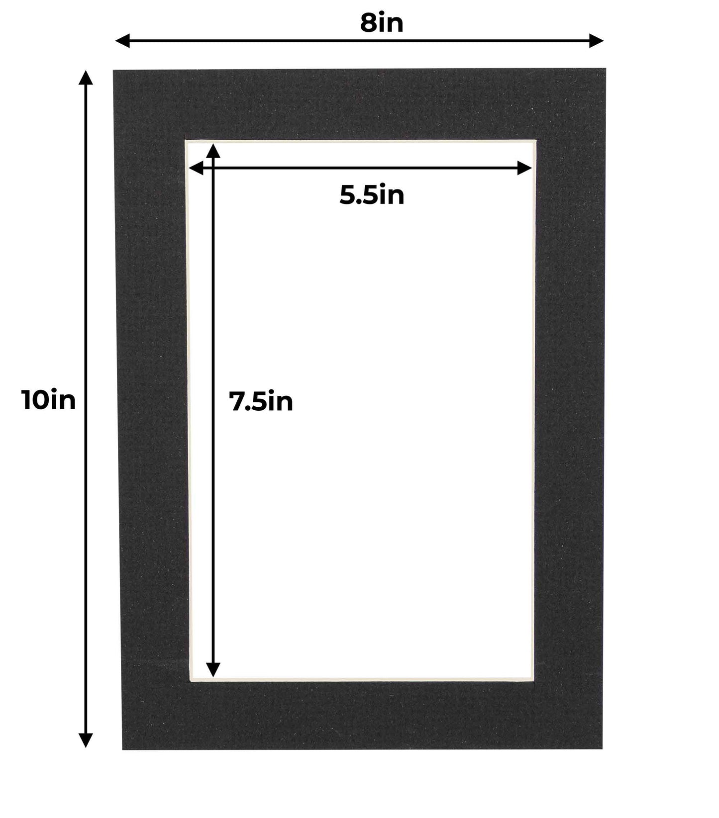 Pack of 10 Textured Black Precut Acid-Free Matboard Set with Clear Bags & Backings