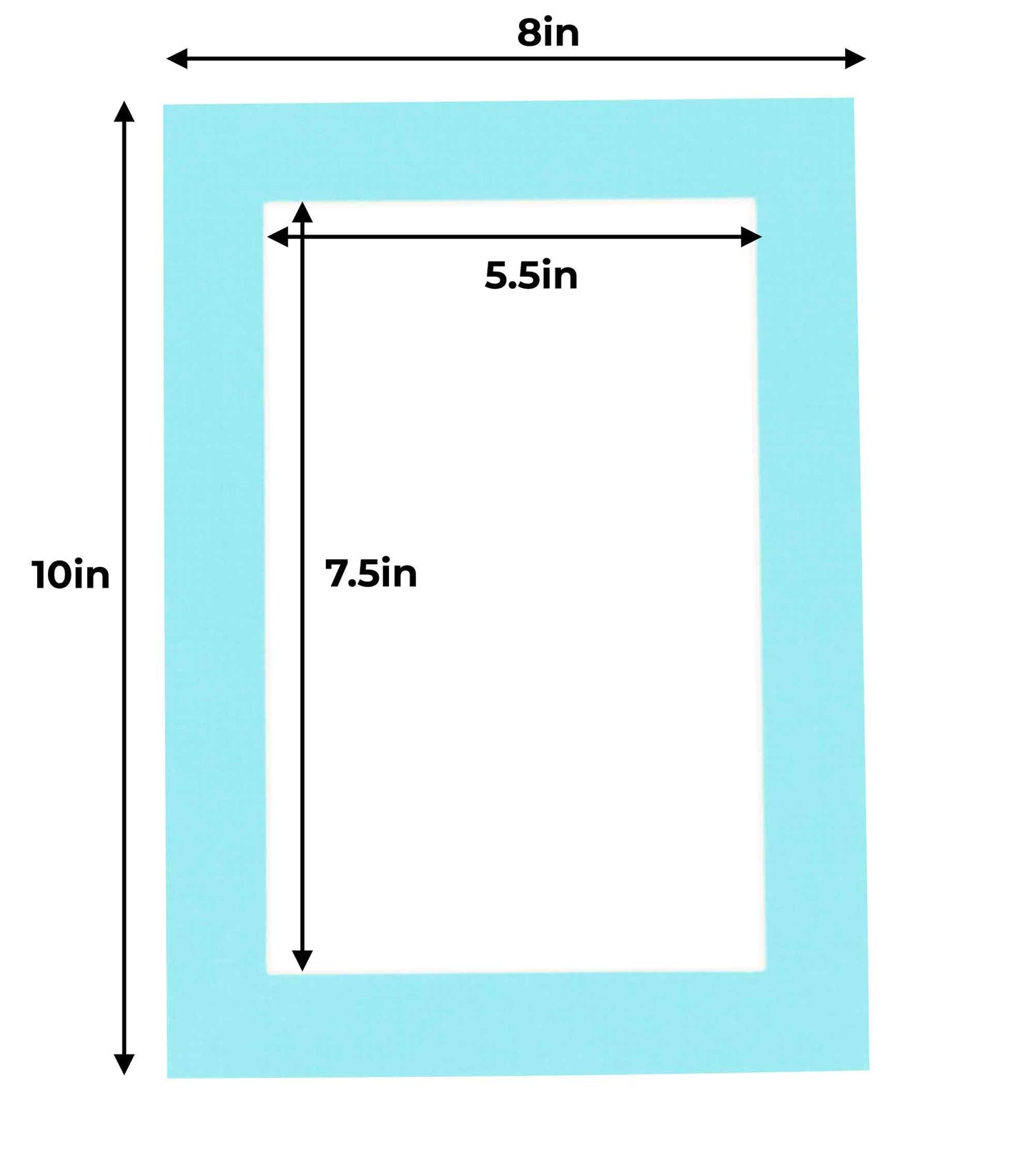 Pack of 10 Aquamarine Blue Precut Acid-Free Matboard Set with Clear Bags & Backings