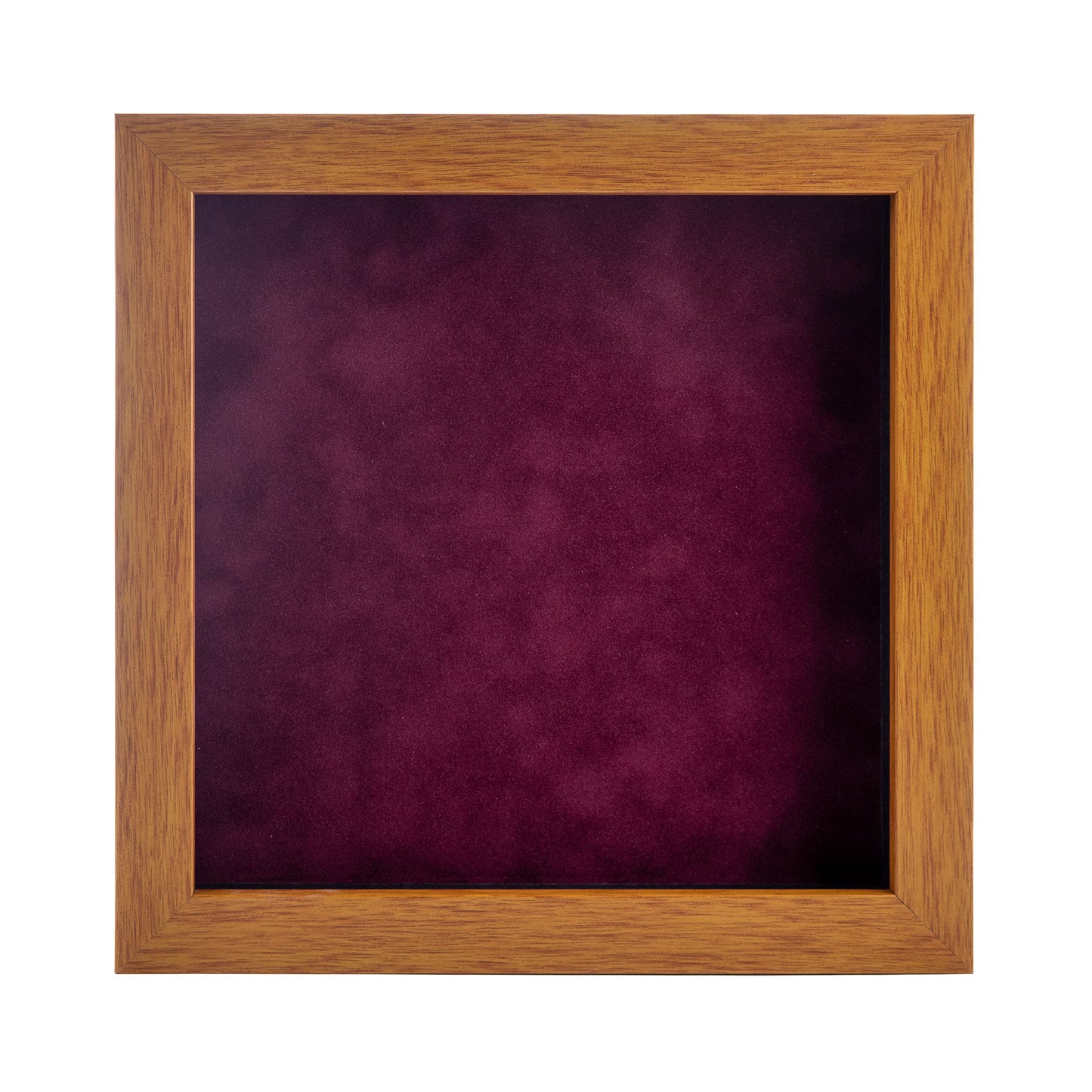 Honey Pecan Shadow Box Frame With Dark Berry Acid-Free Suede Backing