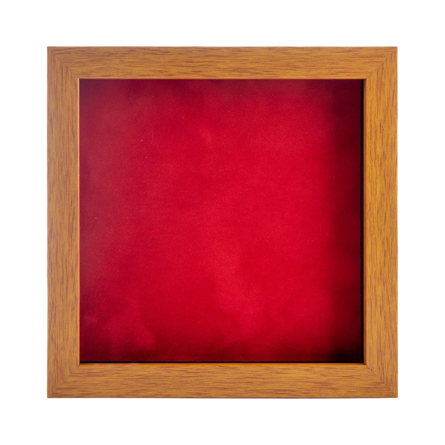 Honey Pecan Shadow Box Frame With Red Acid-Free Suede Backing