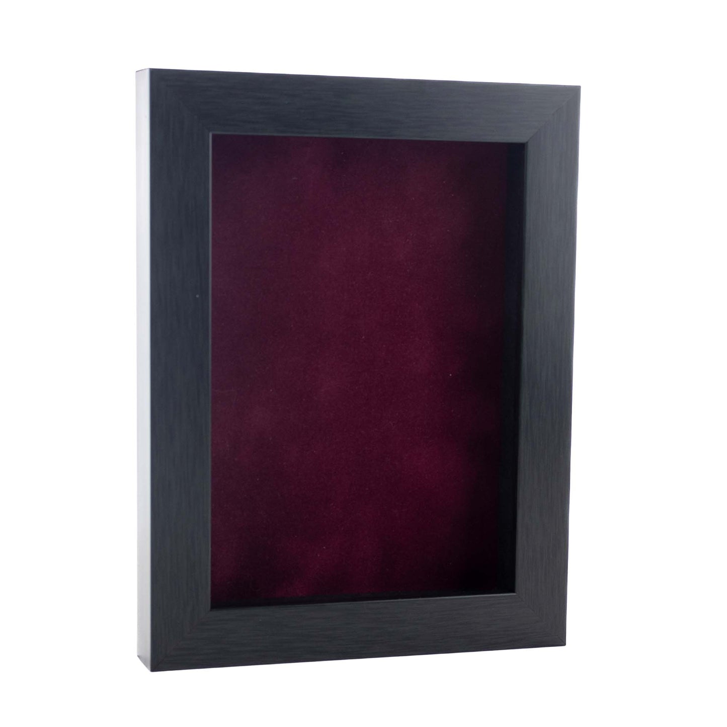 Charcoal Shadow Box Frame With Dark Berry Acid-Free Suede Backing