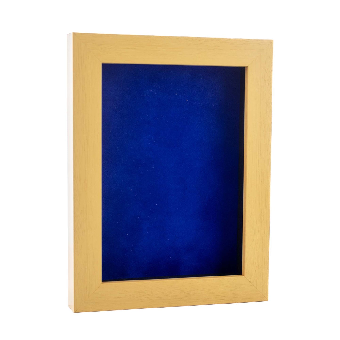 Natural Shadow Box Frame With Royal Blue Acid-Free Suede Backing