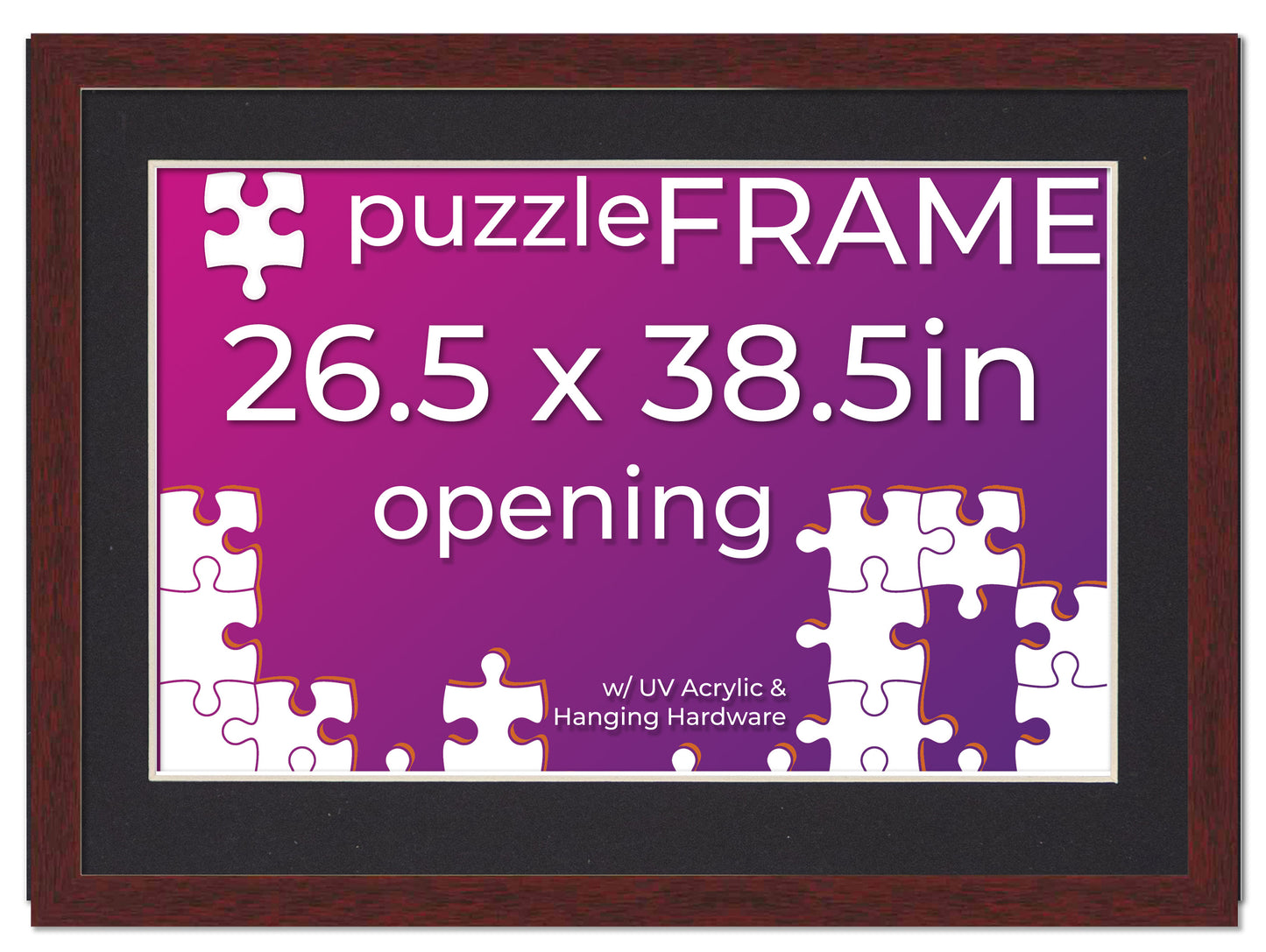 Brown Frame With Black Mat for Jigsaw Puzzles
