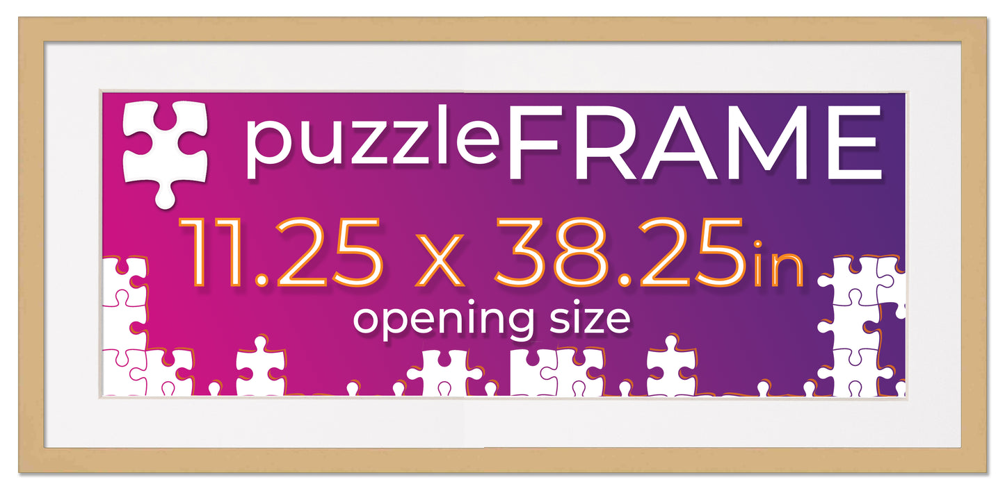 Natural Frame With White Mat for Jigsaw Puzzles
