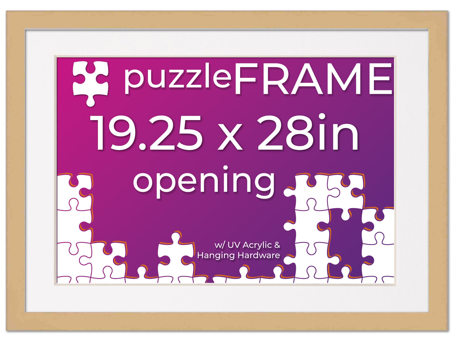 Natural Frame With White Mat for Jigsaw Puzzles