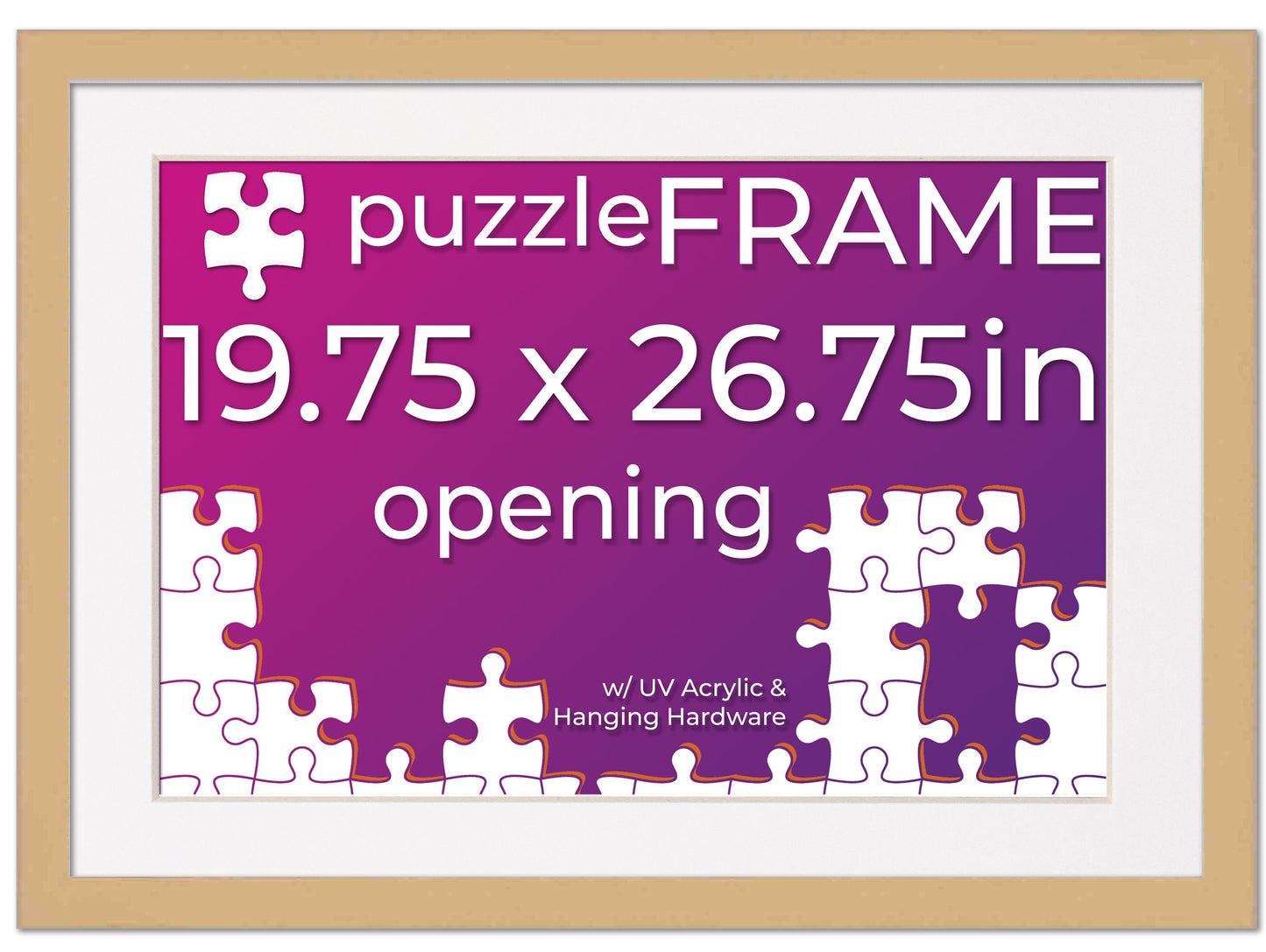 Natural Frame With White Mat for Jigsaw Puzzles