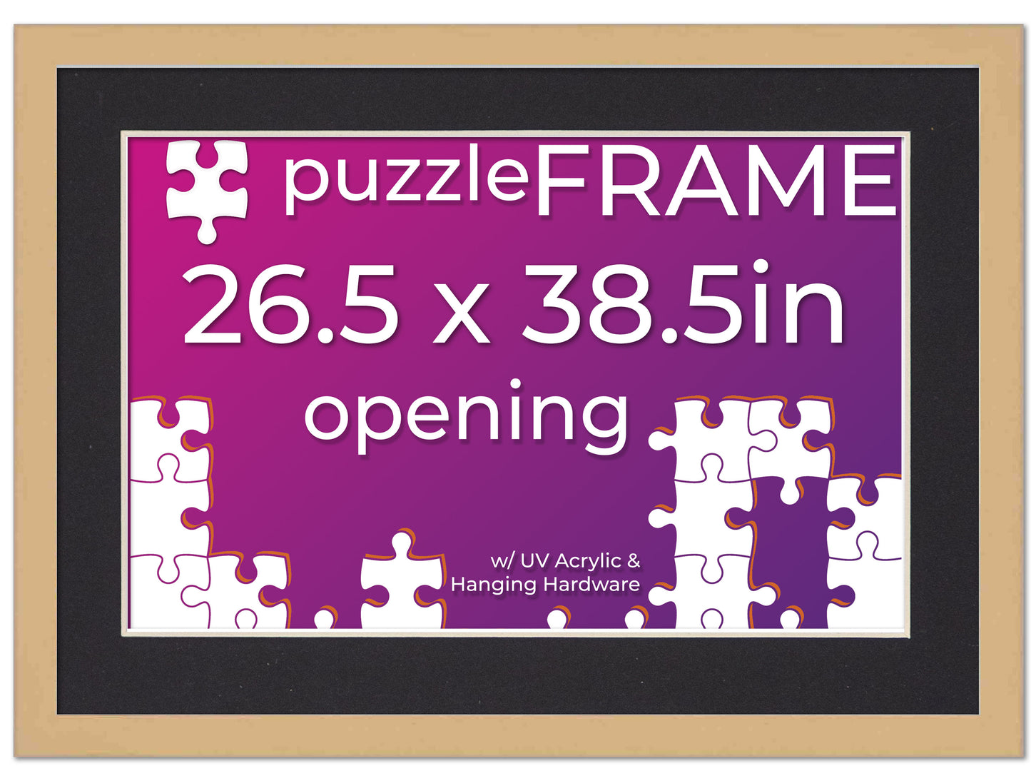 Natural Frame With Black Mat for Jigsaw Puzzles