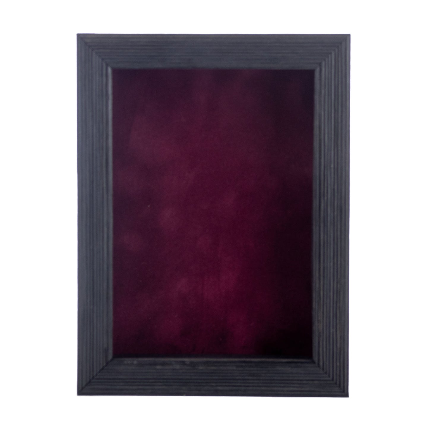 Distressed Black Shadow Box Frame With Dark Berry Acid-Free Suede Backing