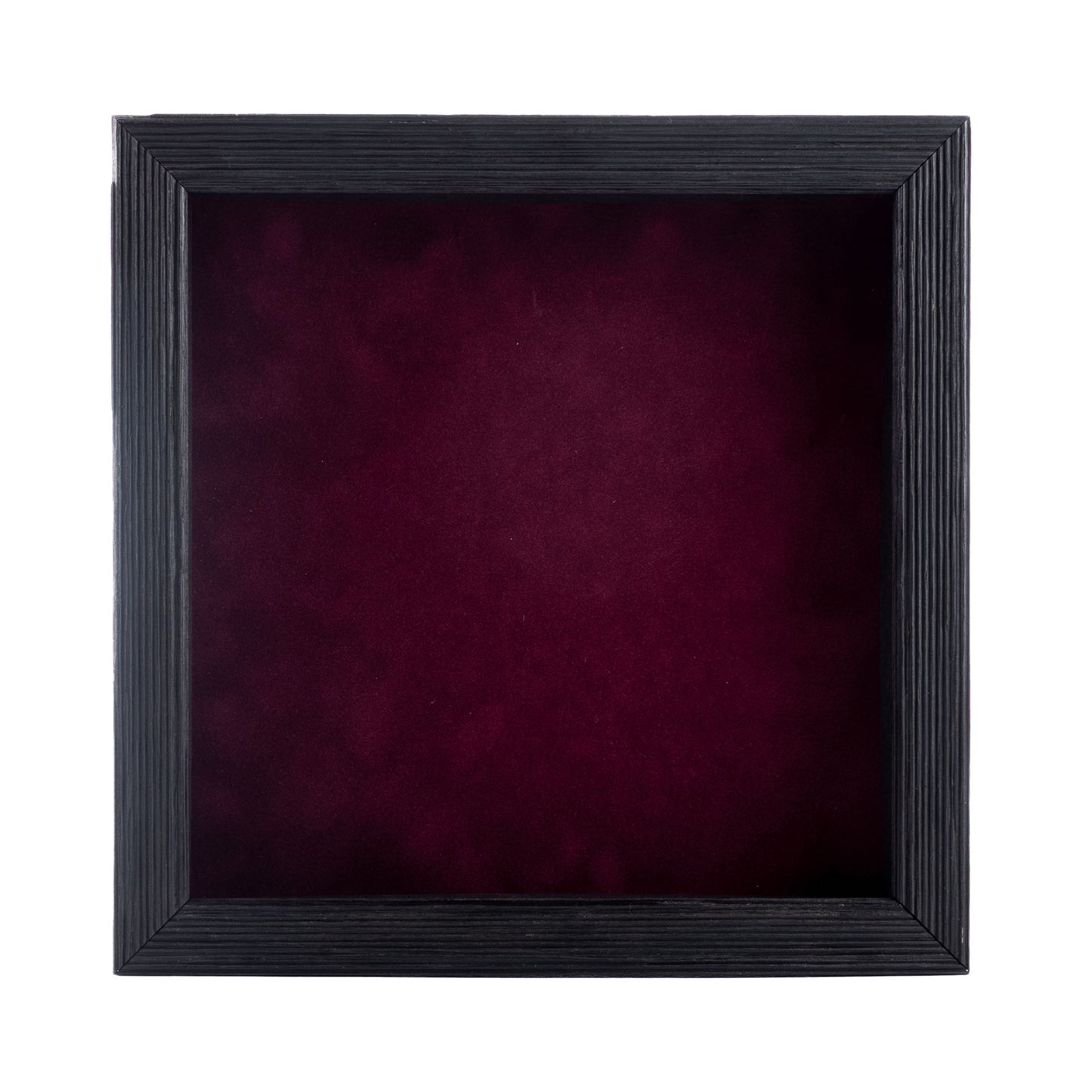 Distressed Black Shadow Box Frame With Dark Berry Acid-Free Suede Backing