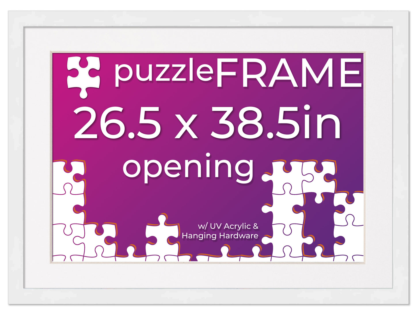 White Frame With White Mat for Jigsaw Puzzles