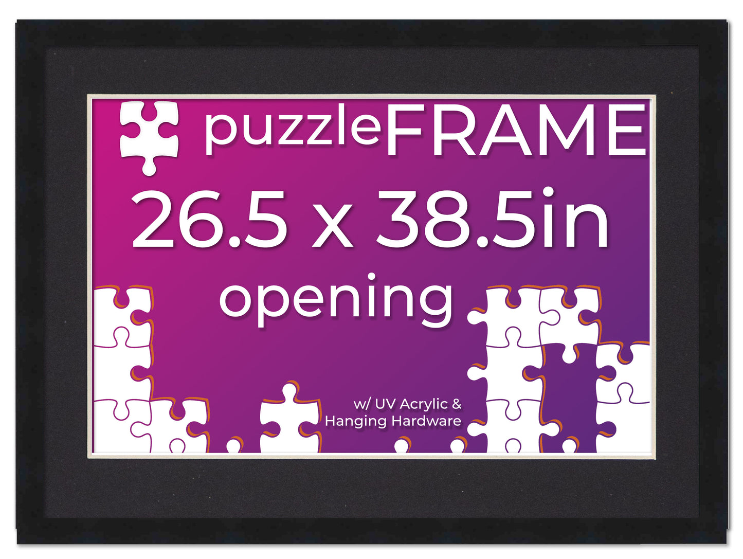 Black Frame With Black Mat for Jigsaw Puzzles