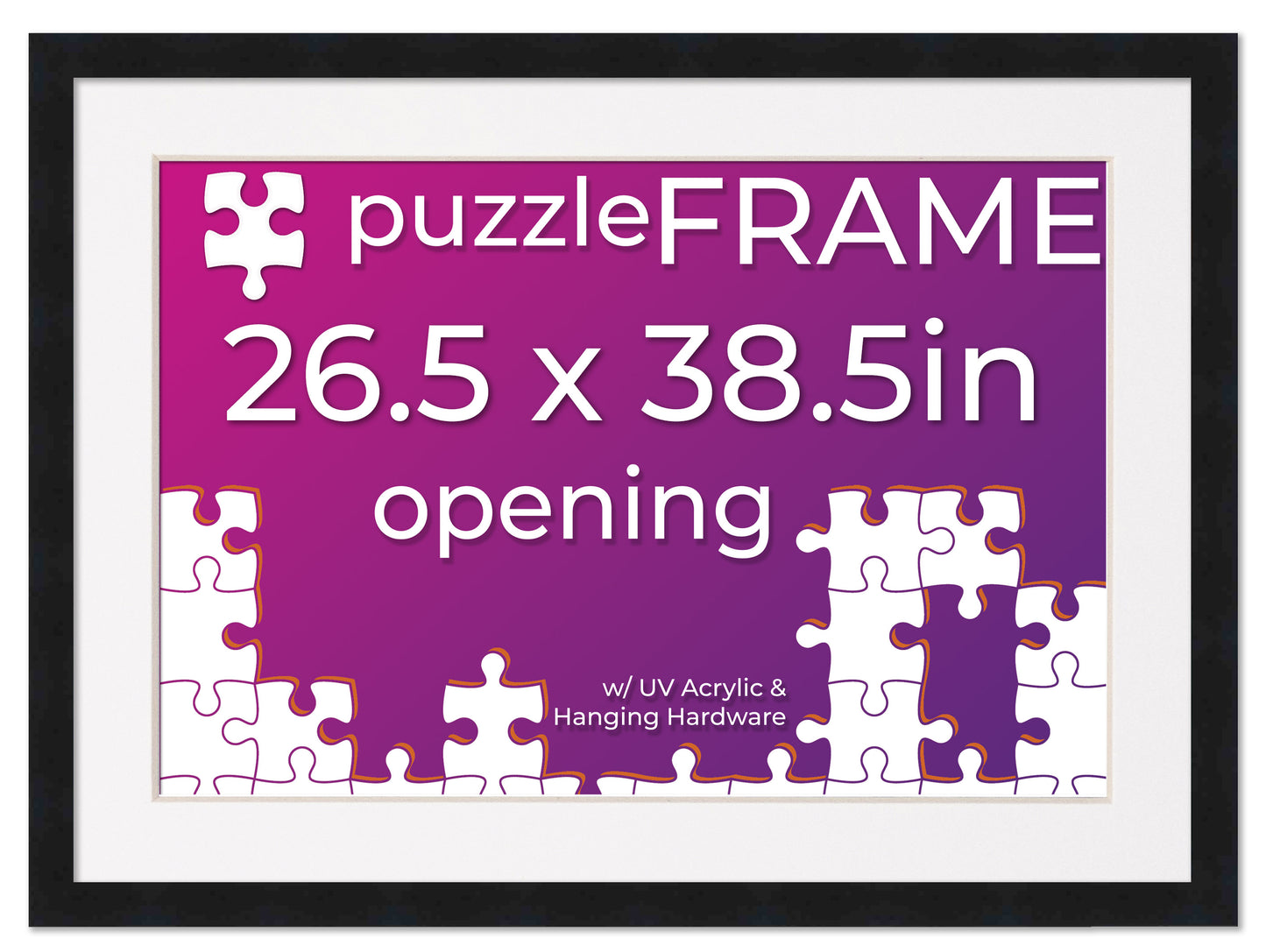 Black Frame With White Mat for Jigsaw Puzzles
