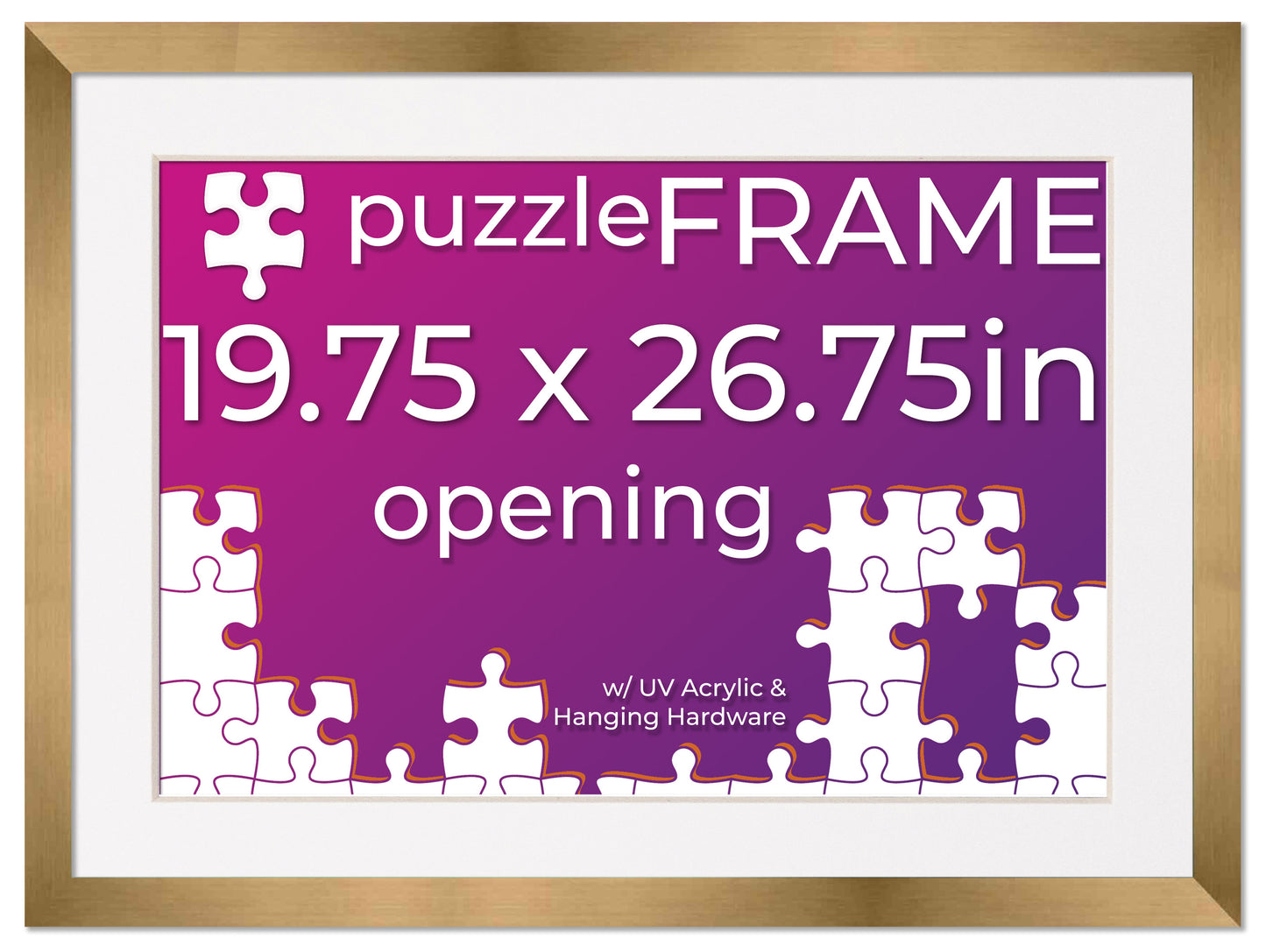 Bronze Frame With White Mat for Jigsaw Puzzles