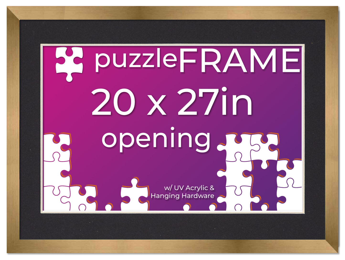 Bronze Frame With Black Mat for Jigsaw Puzzles