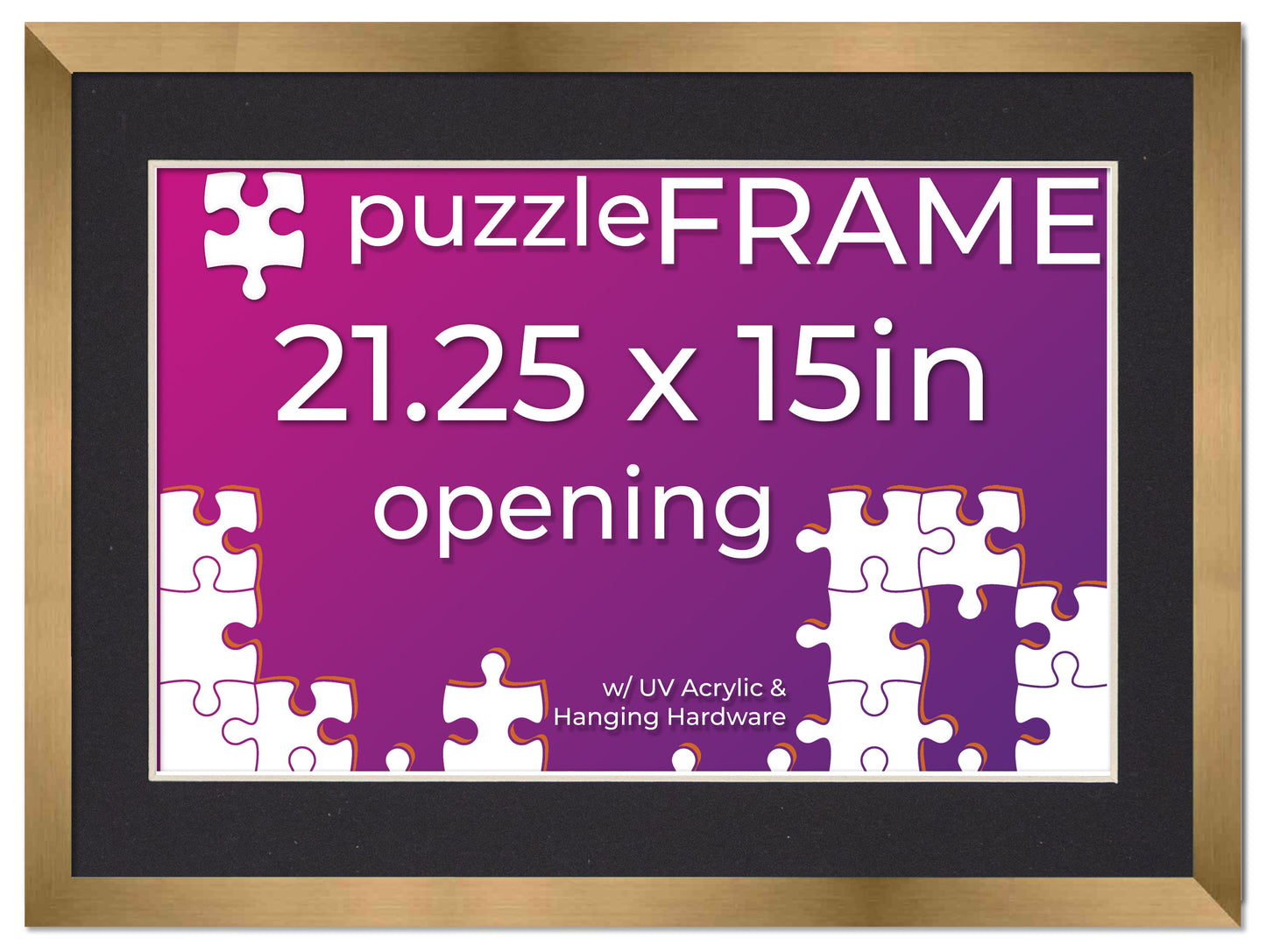 Bronze Frame With Black Mat for Jigsaw Puzzles