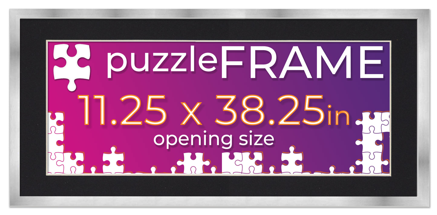 Silver Frame With Black Mat for Jigsaw Puzzles