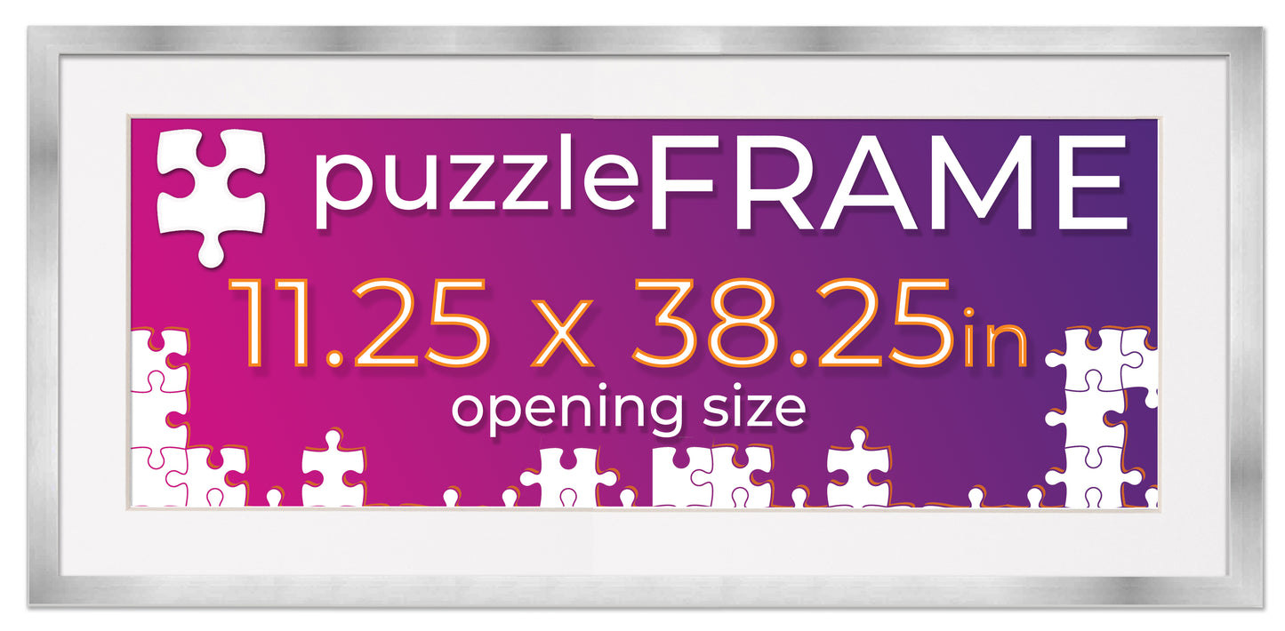 Silver Frame With White Mat for Jigsaw Puzzles