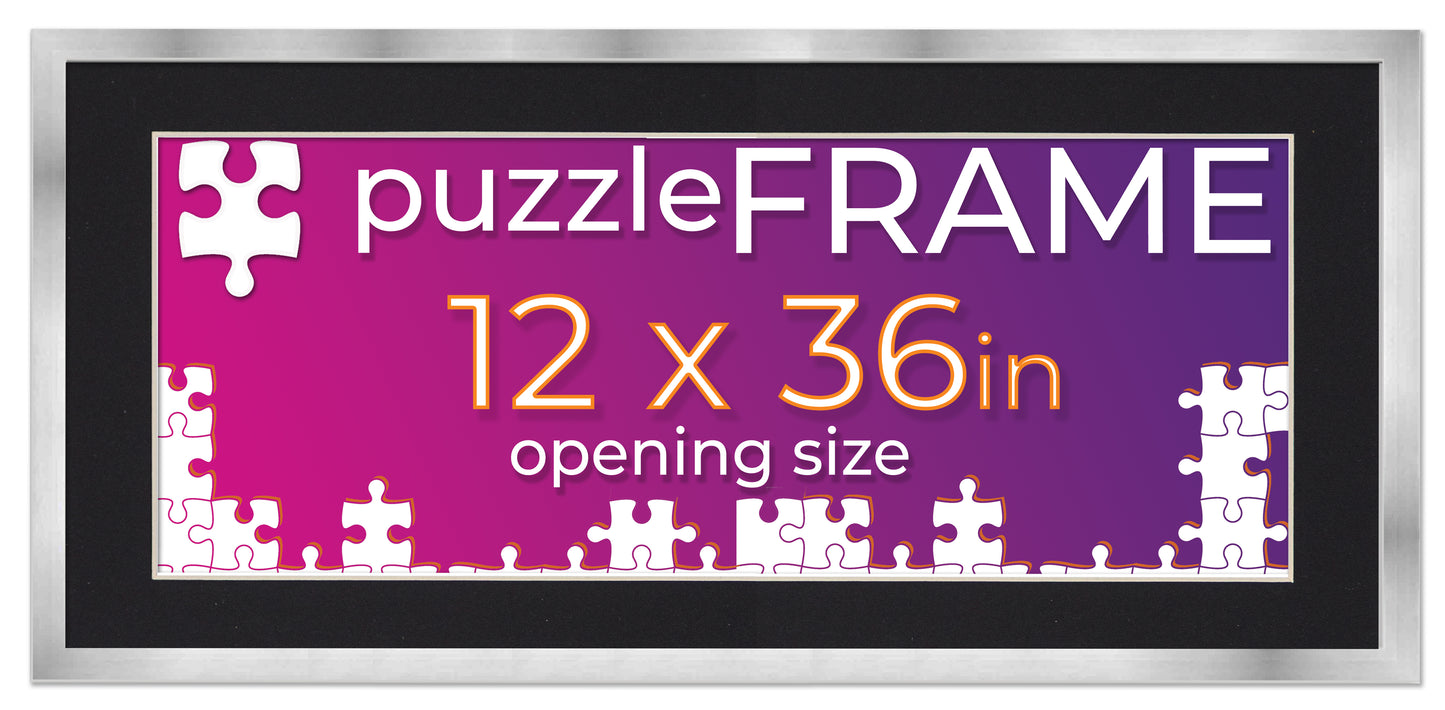 Silver Frame With Black Mat for Jigsaw Puzzles
