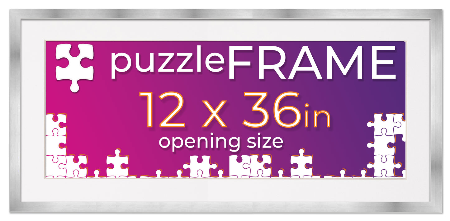 Silver Frame With White Mat for Jigsaw Puzzles