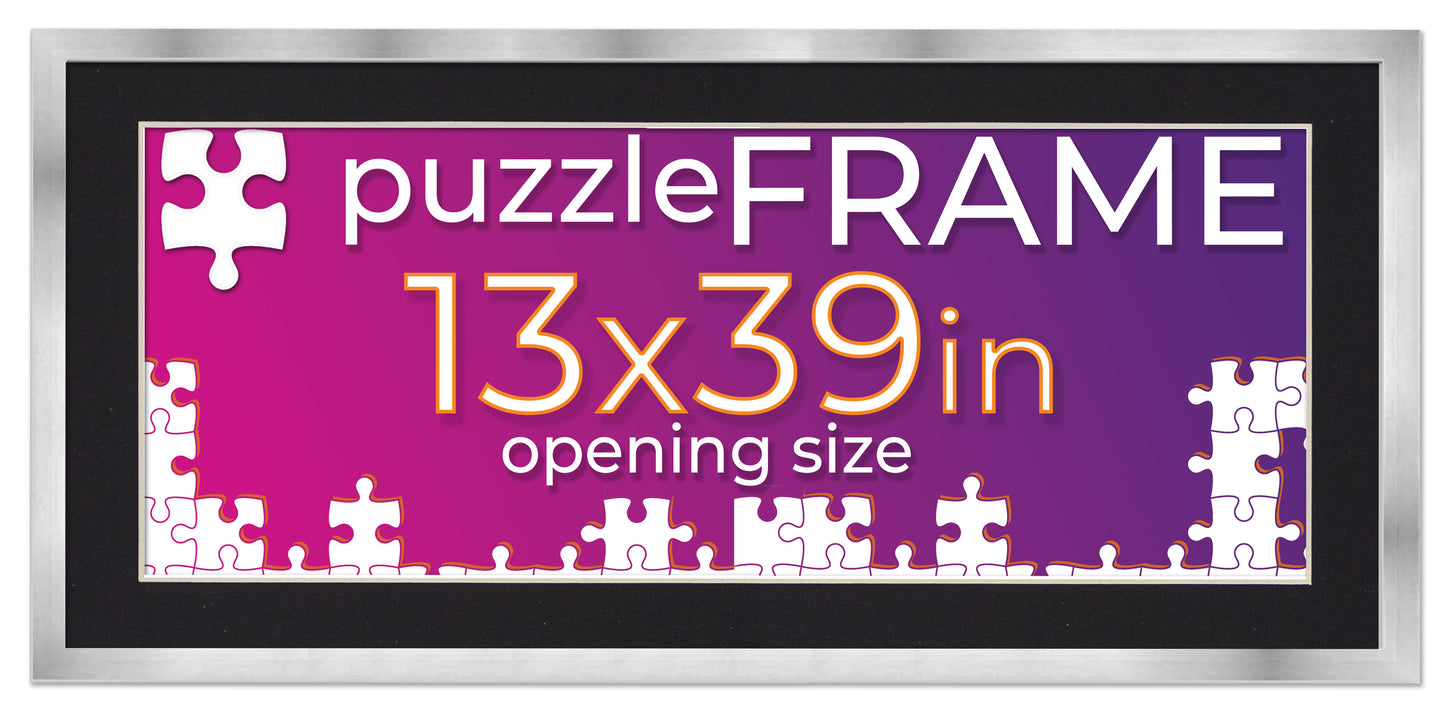 Silver Frame With Black Mat for Jigsaw Puzzles