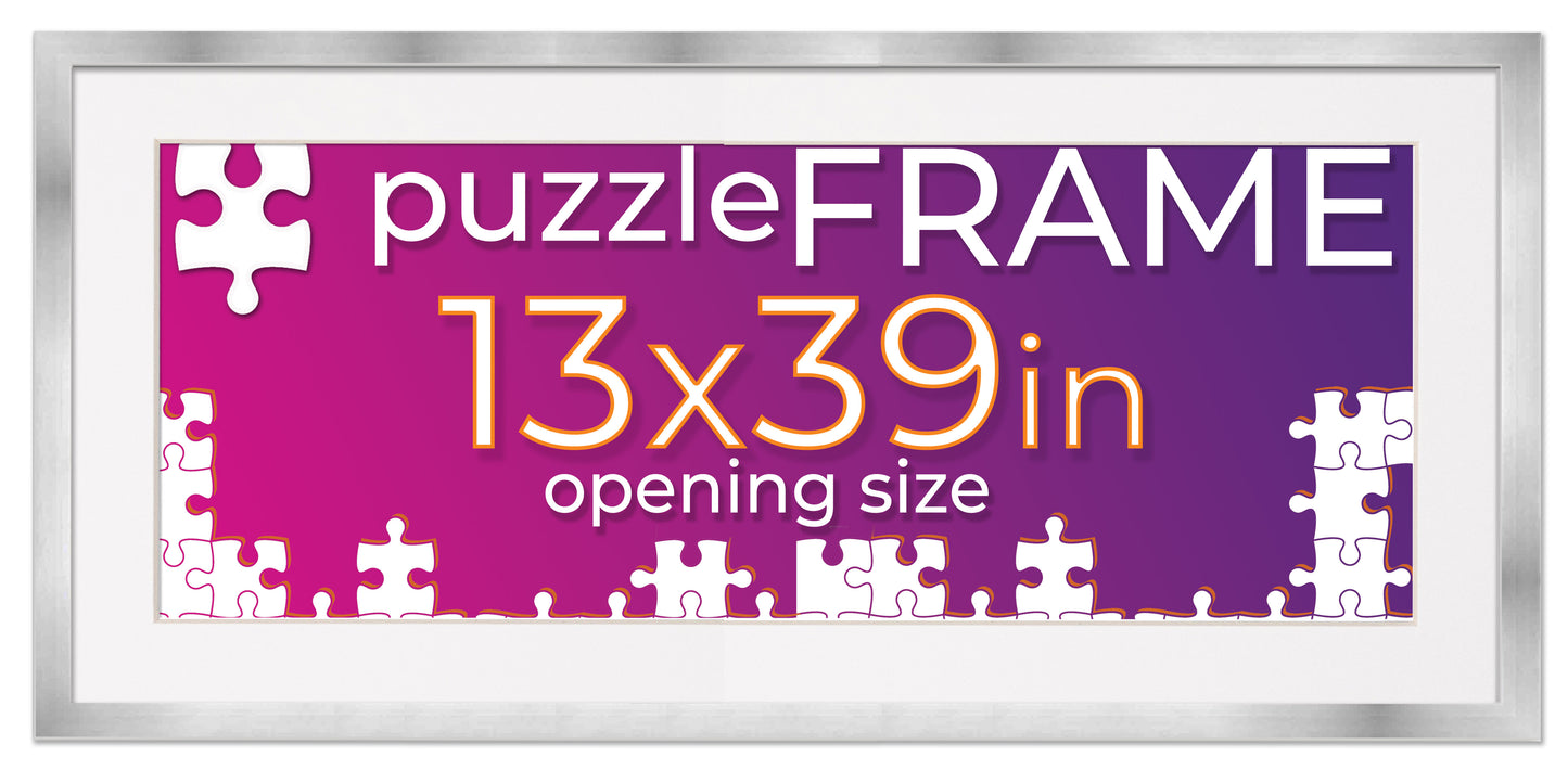 Silver Frame With White Mat for Jigsaw Puzzles