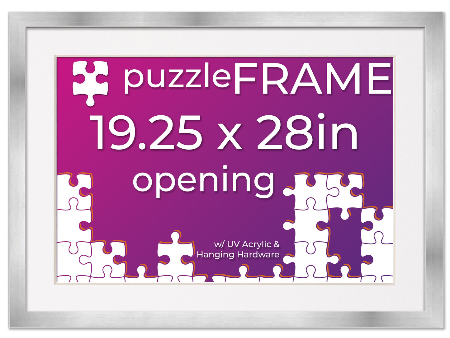 Silver Frame With White Mat for Jigsaw Puzzles