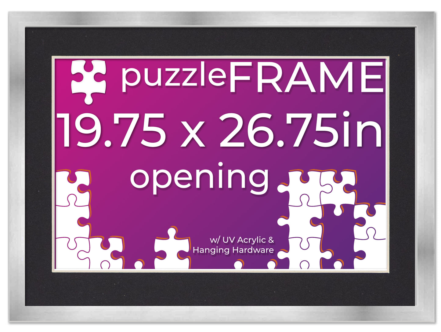 Silver Frame With Black Mat for Jigsaw Puzzles
